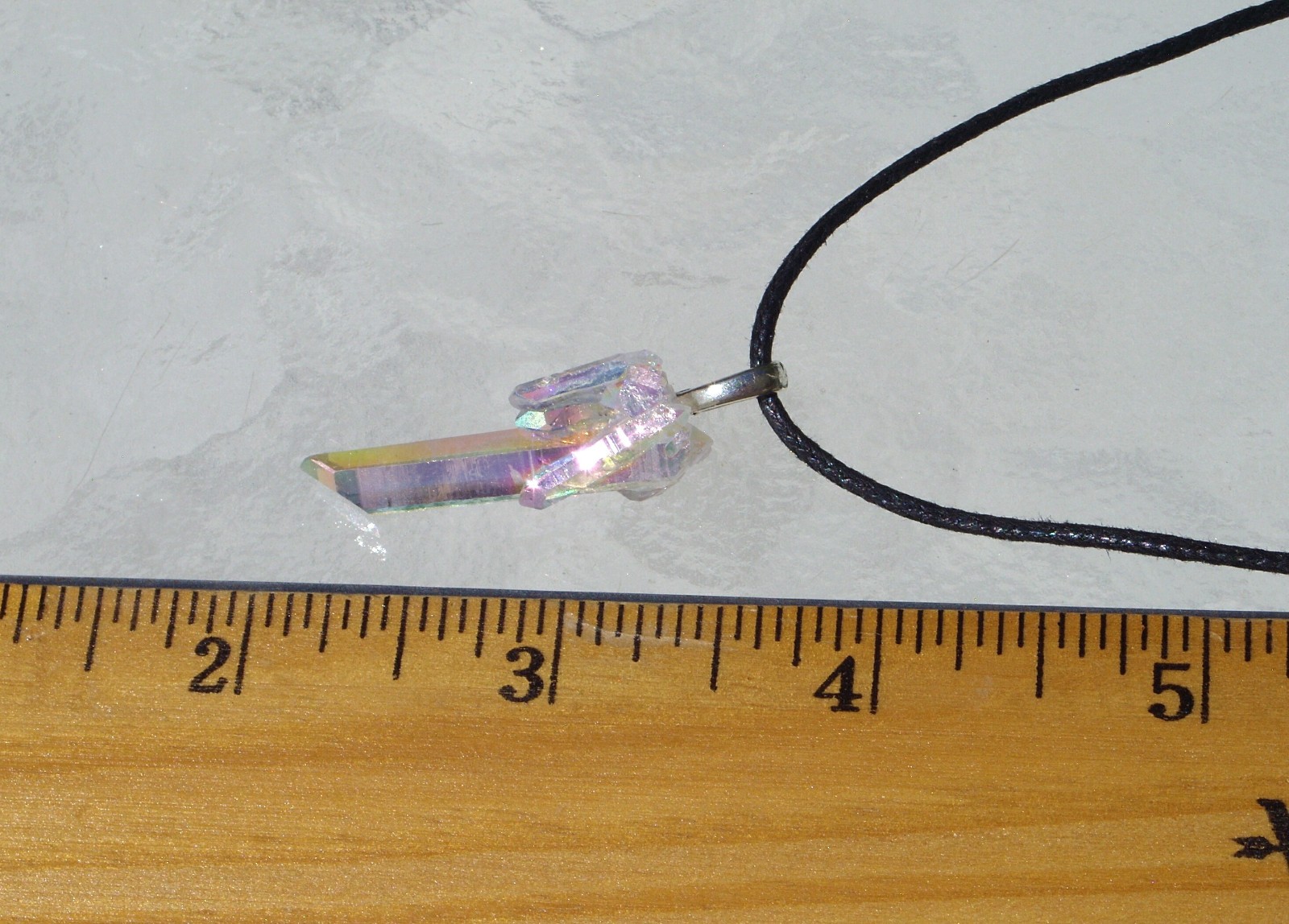 Angel Aura Quartz Twinned Point Crystal Cluster Stone Pendant Necklace