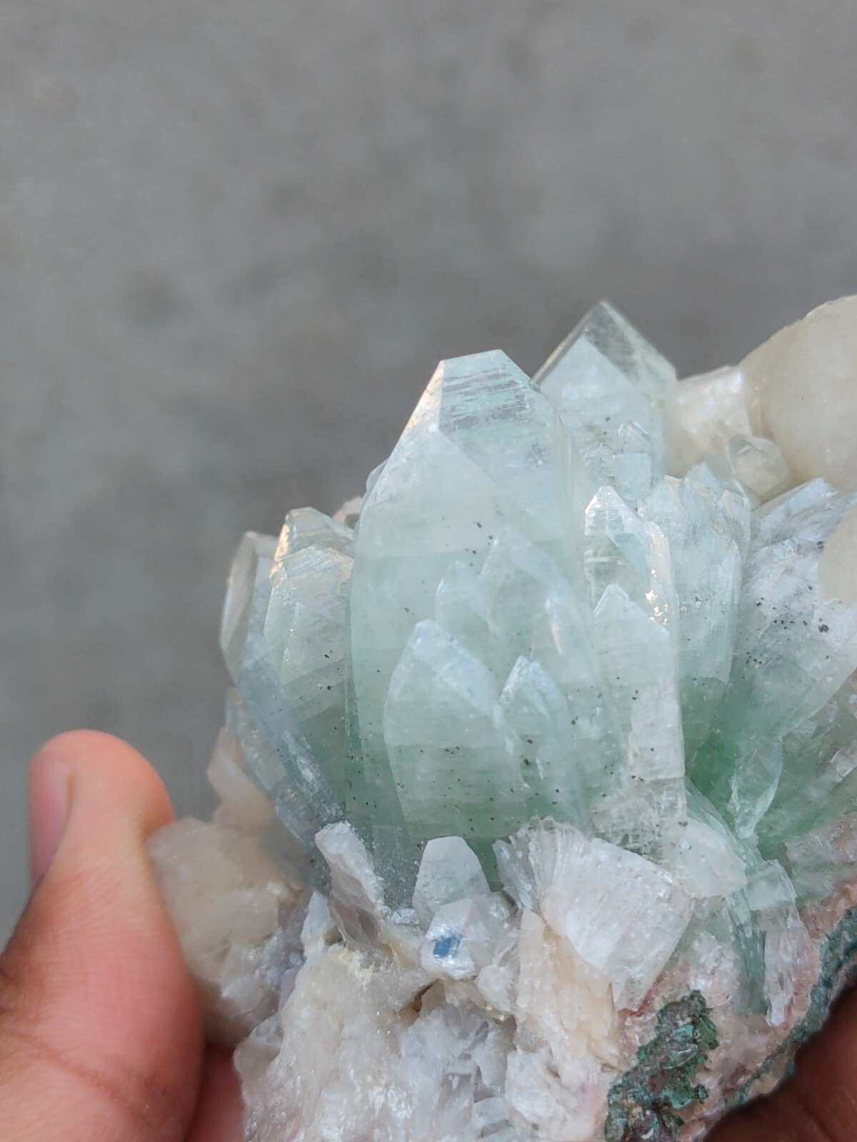 Green Apophyllite Flower on stilbite Matrix natural minerals Specimen