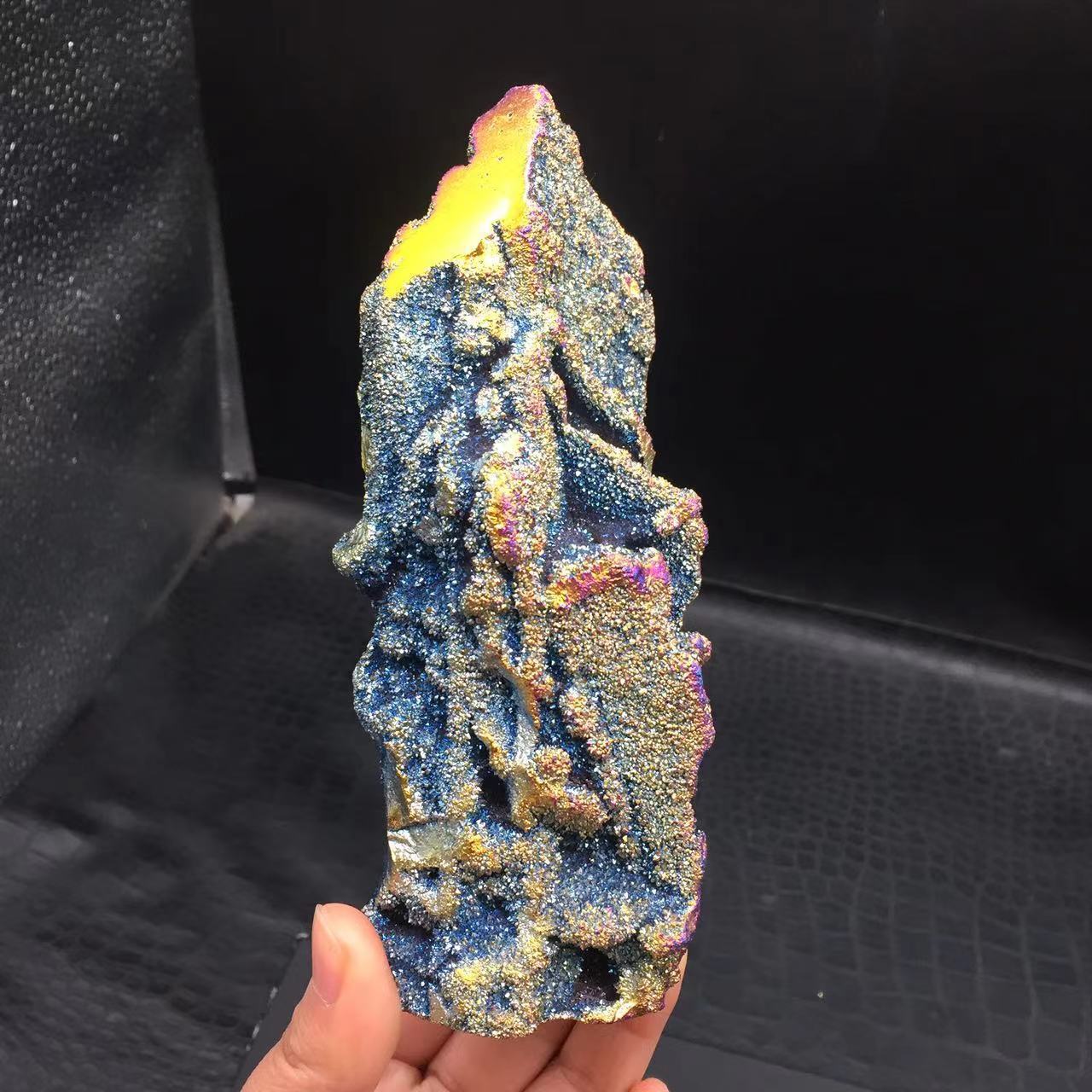 Angel Aura Natural Sphalerite Druzy Crystal Geode Point Pillar Healing Decorate
