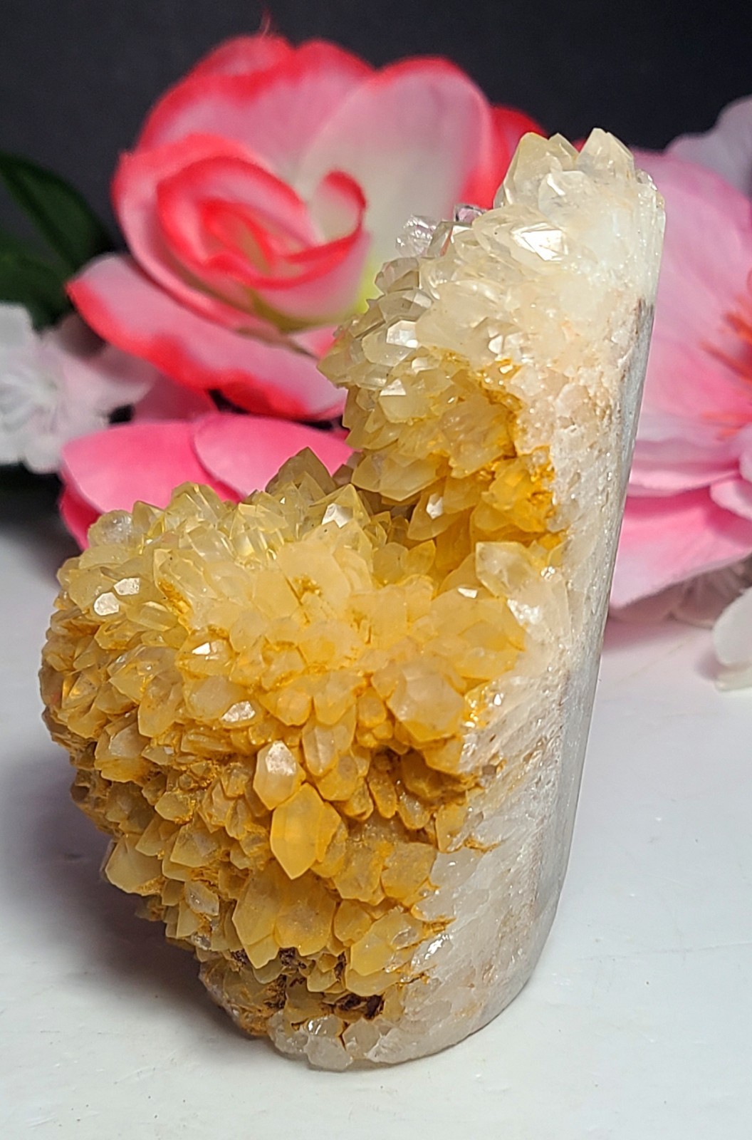 3.7″ 361g Pretty A+ Golden Healer Flower Quartz Crystal Stone Cluster Specimen