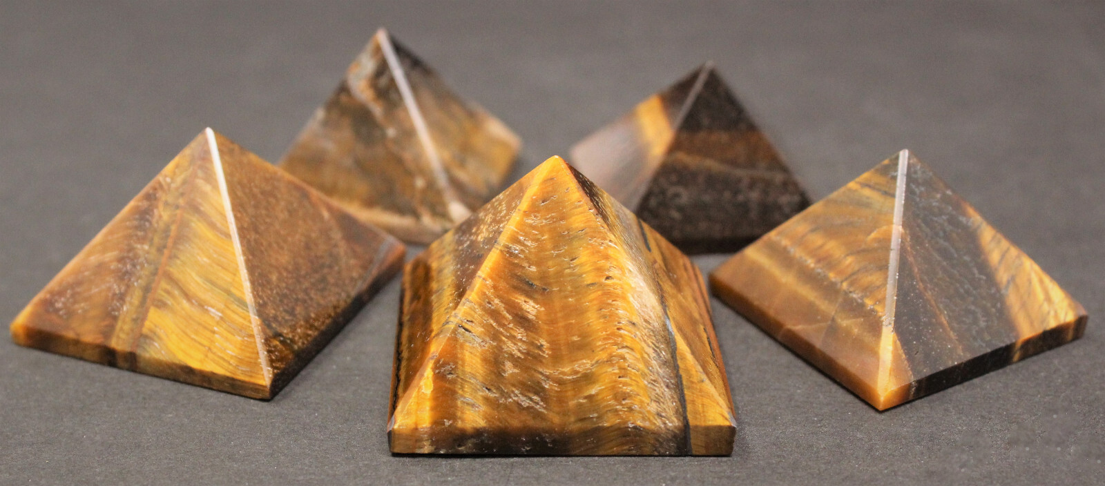 Gold Tiger Eye Crystal Pyramid, 1″ – 1.25″ (Reiki Healing Tiger Eye Pyramid)