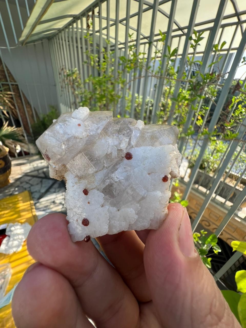 49GM | Natural Red Garnet Etched & Quartz Crystal Specimen | Skardu Pakistan.
