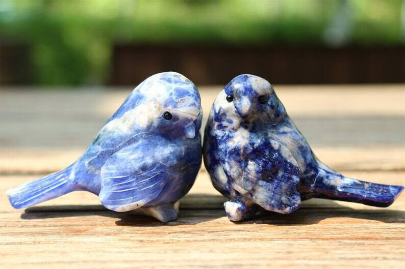 1pc Natural Sodalite Quartz Carved Bird Skull Crystal Reiki Decor Gift 2.4”