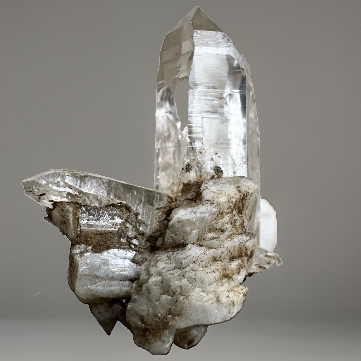 “Mountain Sentinel” Hashupi Himalayan Akashic Quartz on Feldspar & Mica Crystal