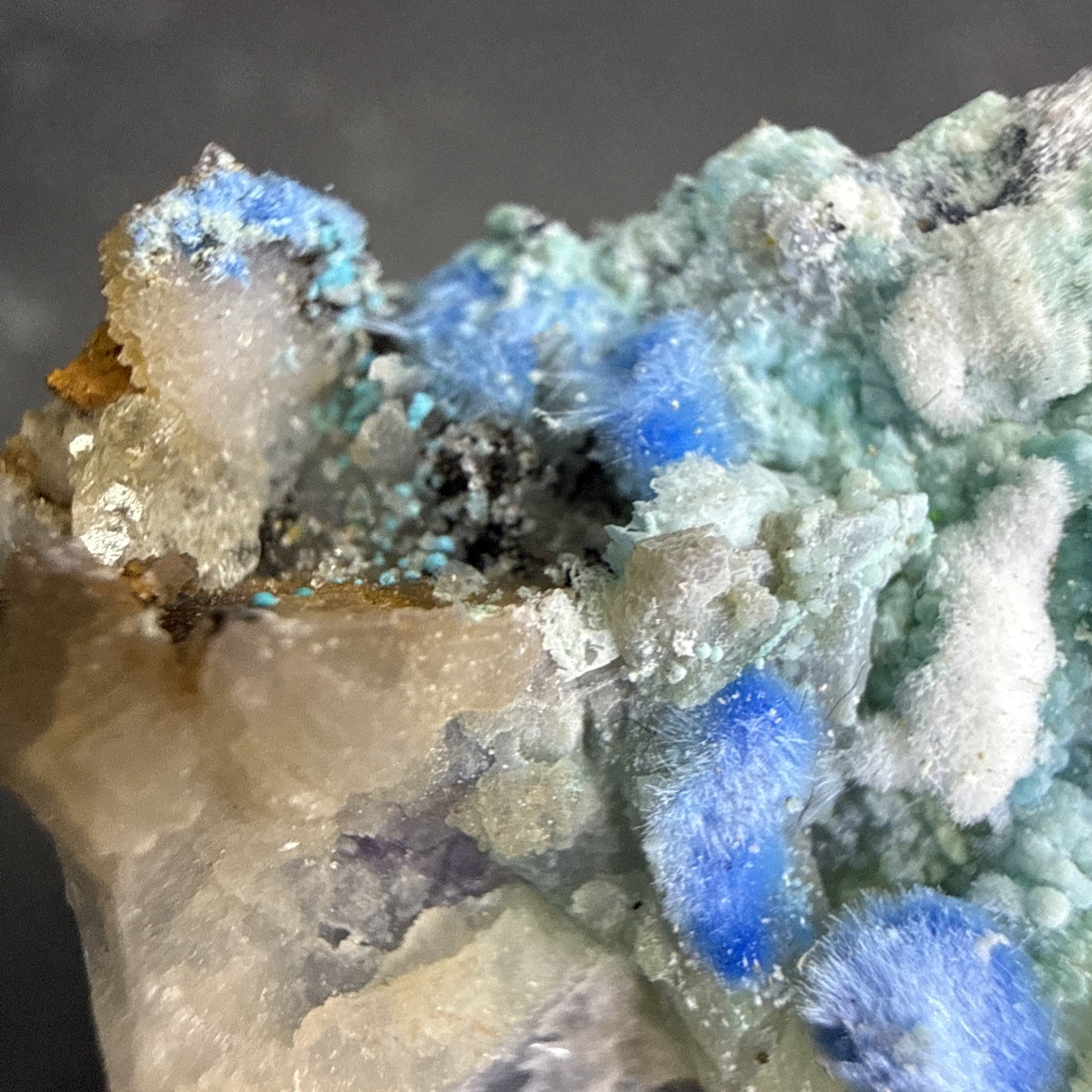 Natural Cyantrichite ,Aragonite, Fluorite & Gibbsite Specimen! Minerals, UV 👀!