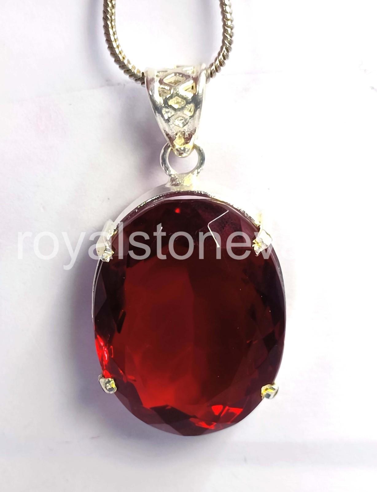 92.00 CT Natural Red Ruby Oval 925 Solid Silver Pendant Free Chain IGL Gems 6FHQ
