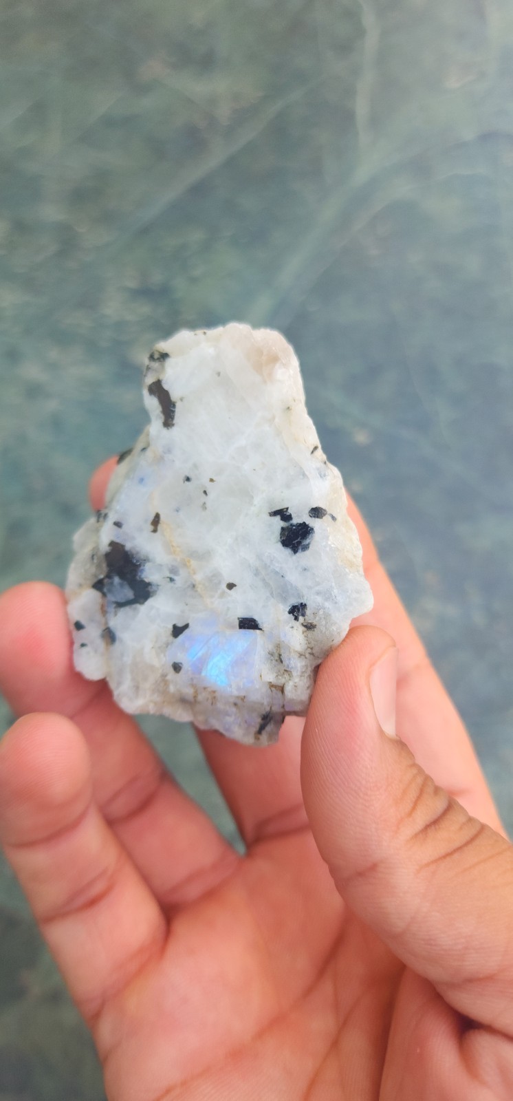Natural AAA Full Flashy Indian Rainbow Moonstone Raw Specimen One Side Polish