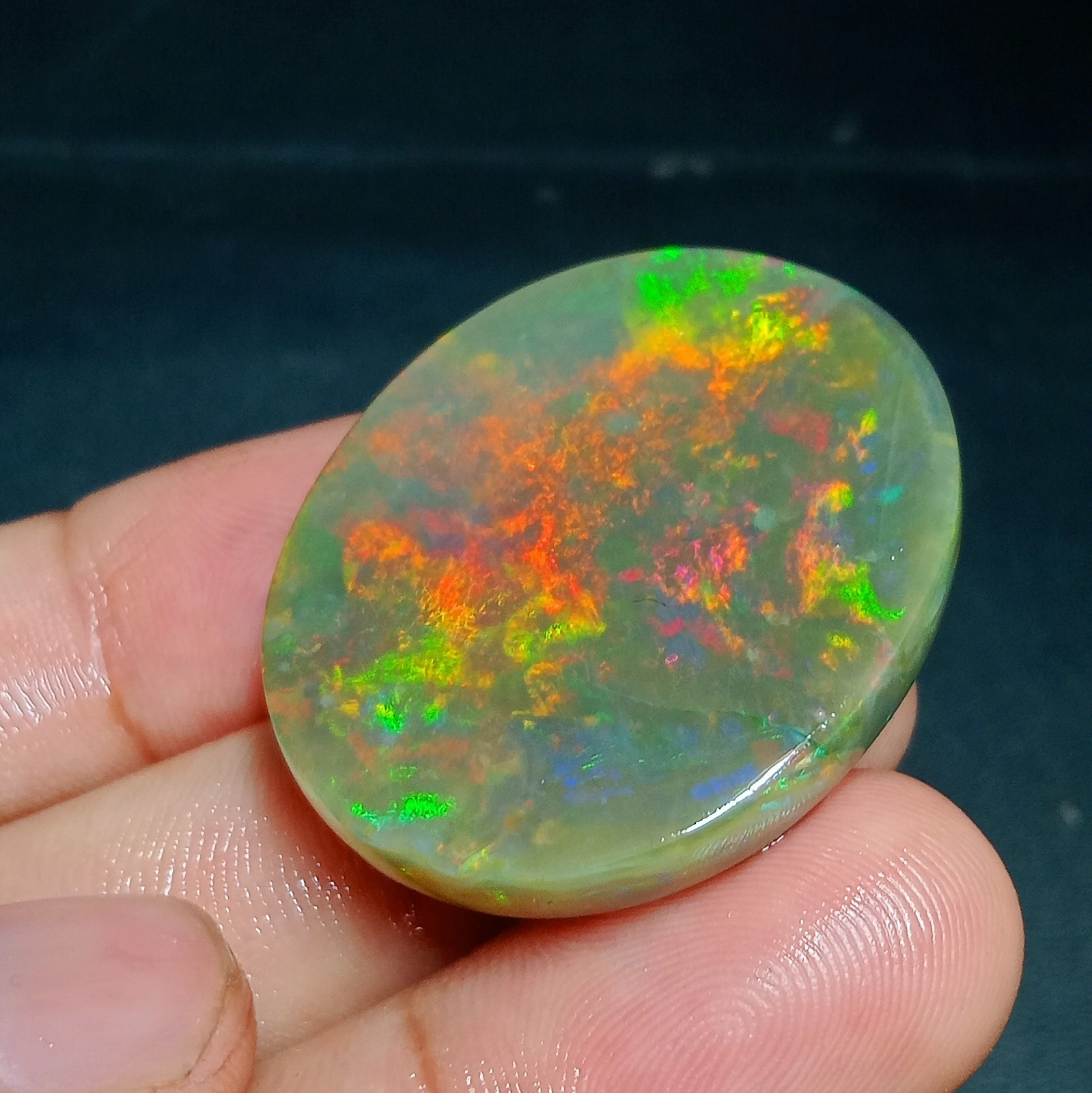 Ethiopian 68ct Crystal Opal Cabochon – Multicolor Fire w/ Natural Matrix