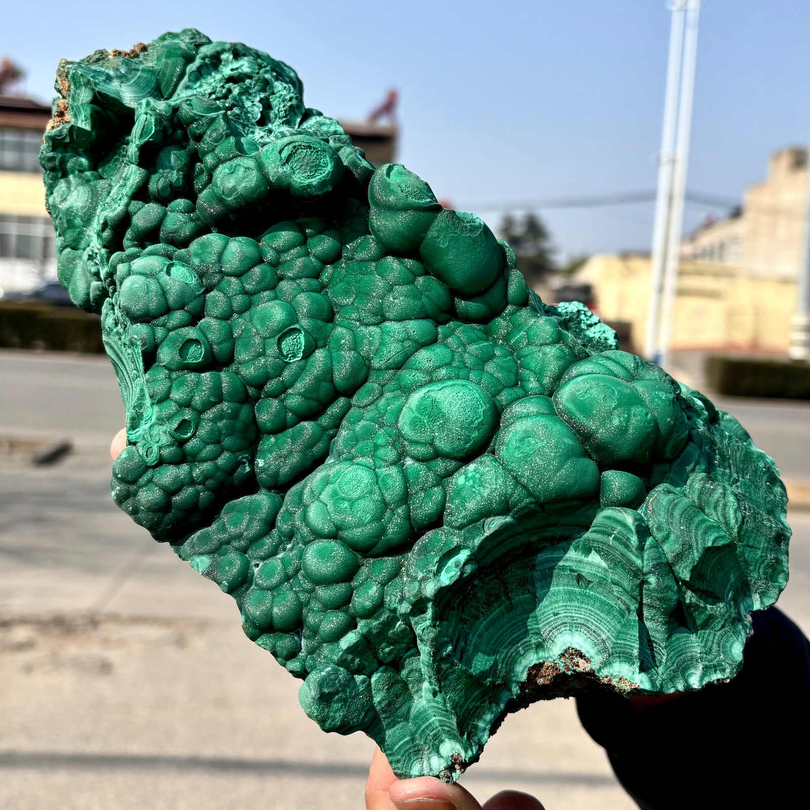 10LB natural glossy Malachite cat eye transparent cluster rough mineral sample