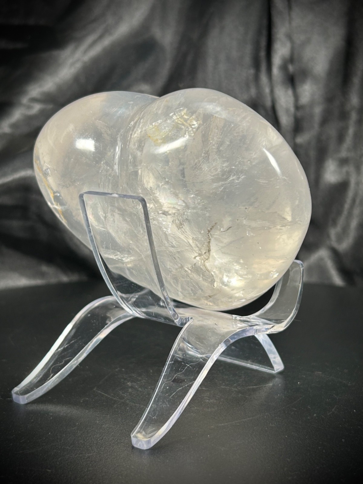 3.64” STUNNING Clear Quartz Heart With Acrylic Stand – 1 pound (456 grams)
