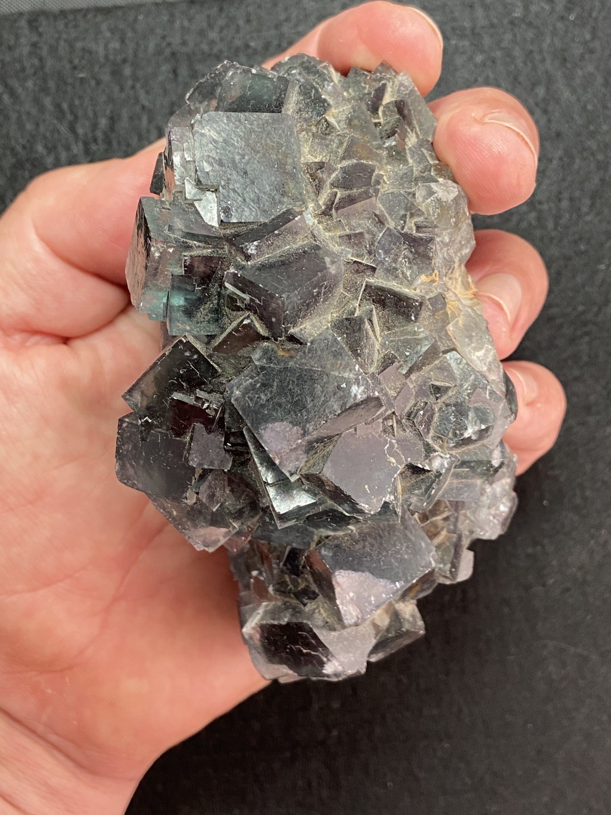 662g Solid Color Change Fluorite Cluster Twin Cubic Crystals UV Fluorescent