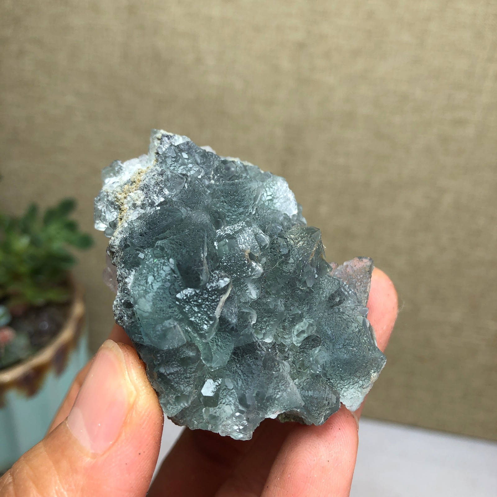 70g NATURAL Green Cubic FLUORITE Crystal Cluster Mineral Specimen A4740