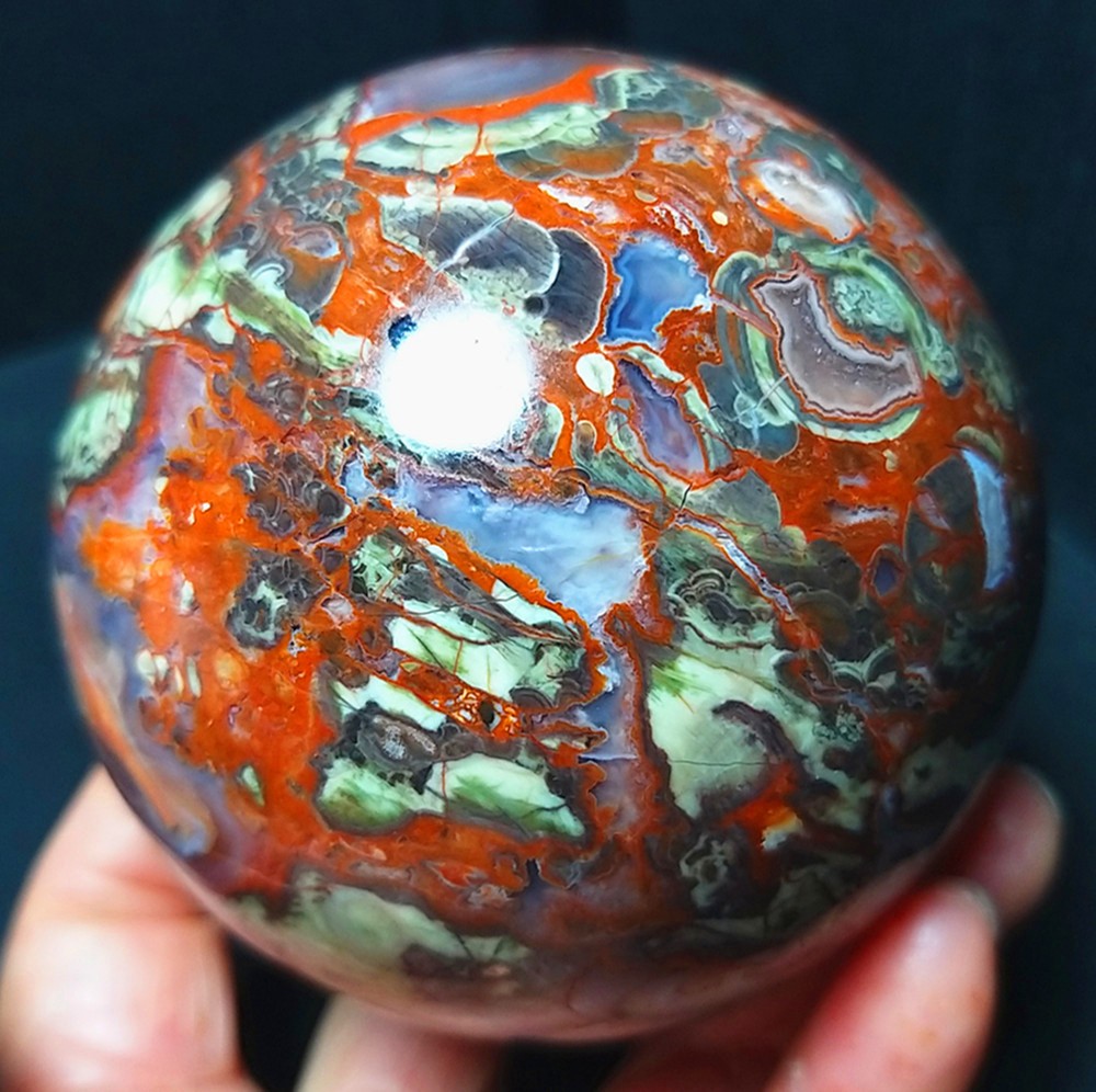 RARE 615.2g 76mm Natural Polished Colorful Agate Crystal Ball Healing A4894