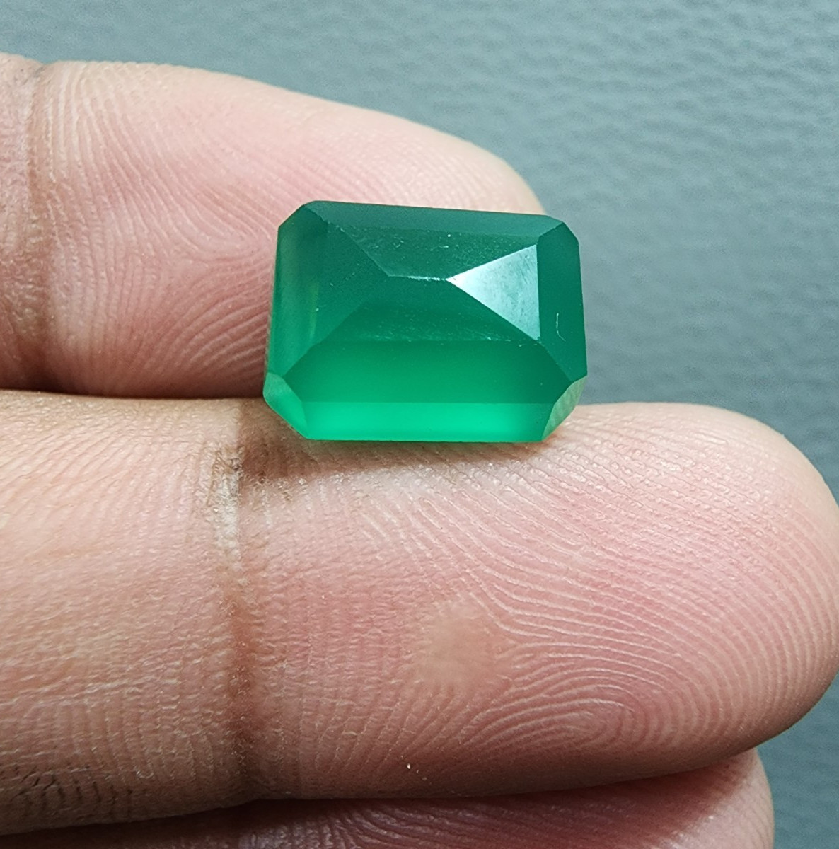 13X10X7MM Green Onyx Faceted Emerald Cut Loose Gemstone Jewelry For Ring 8 Crt