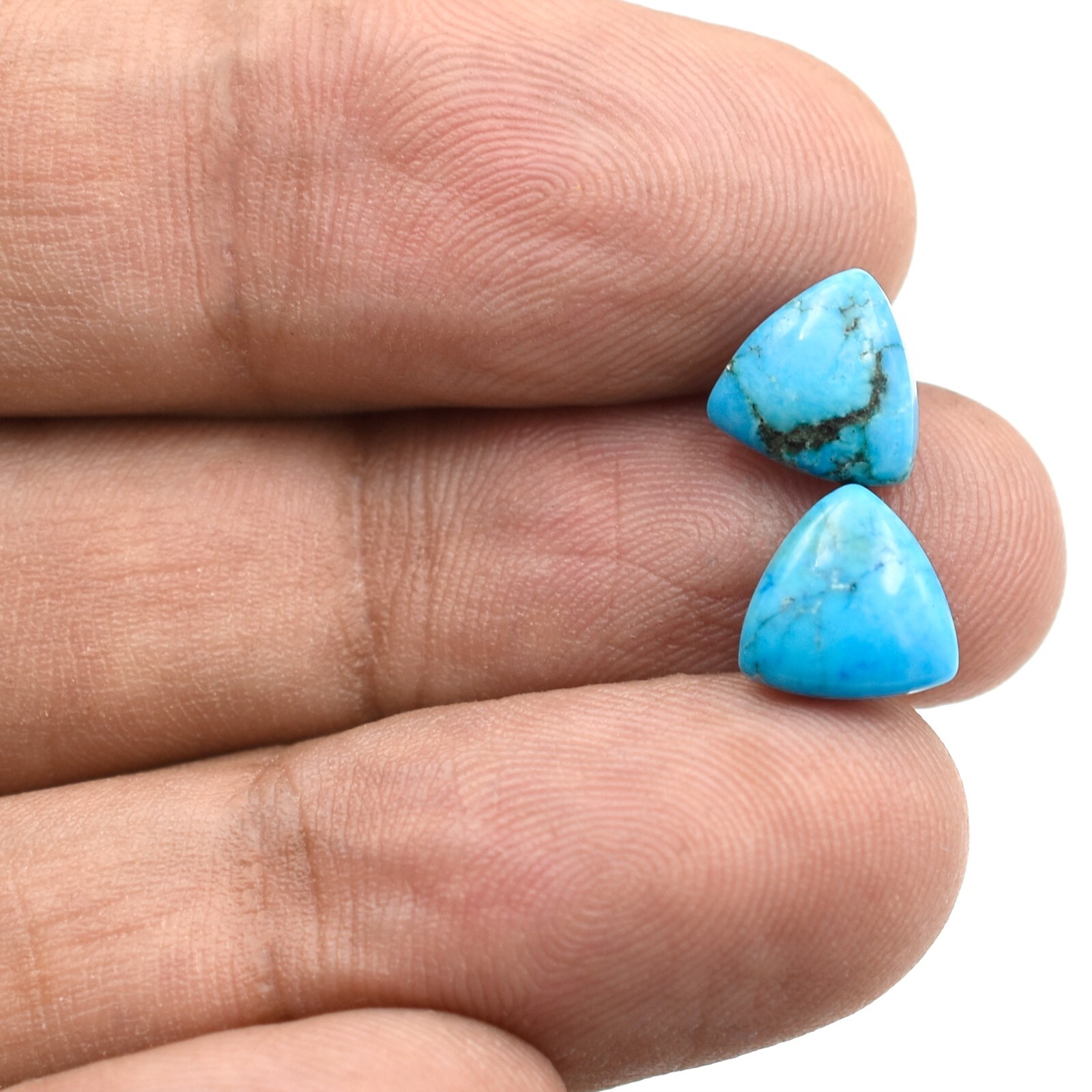 Natural Turquoise Trillion Shape Plain Smooth Loose Gemstone For Jewelry Making