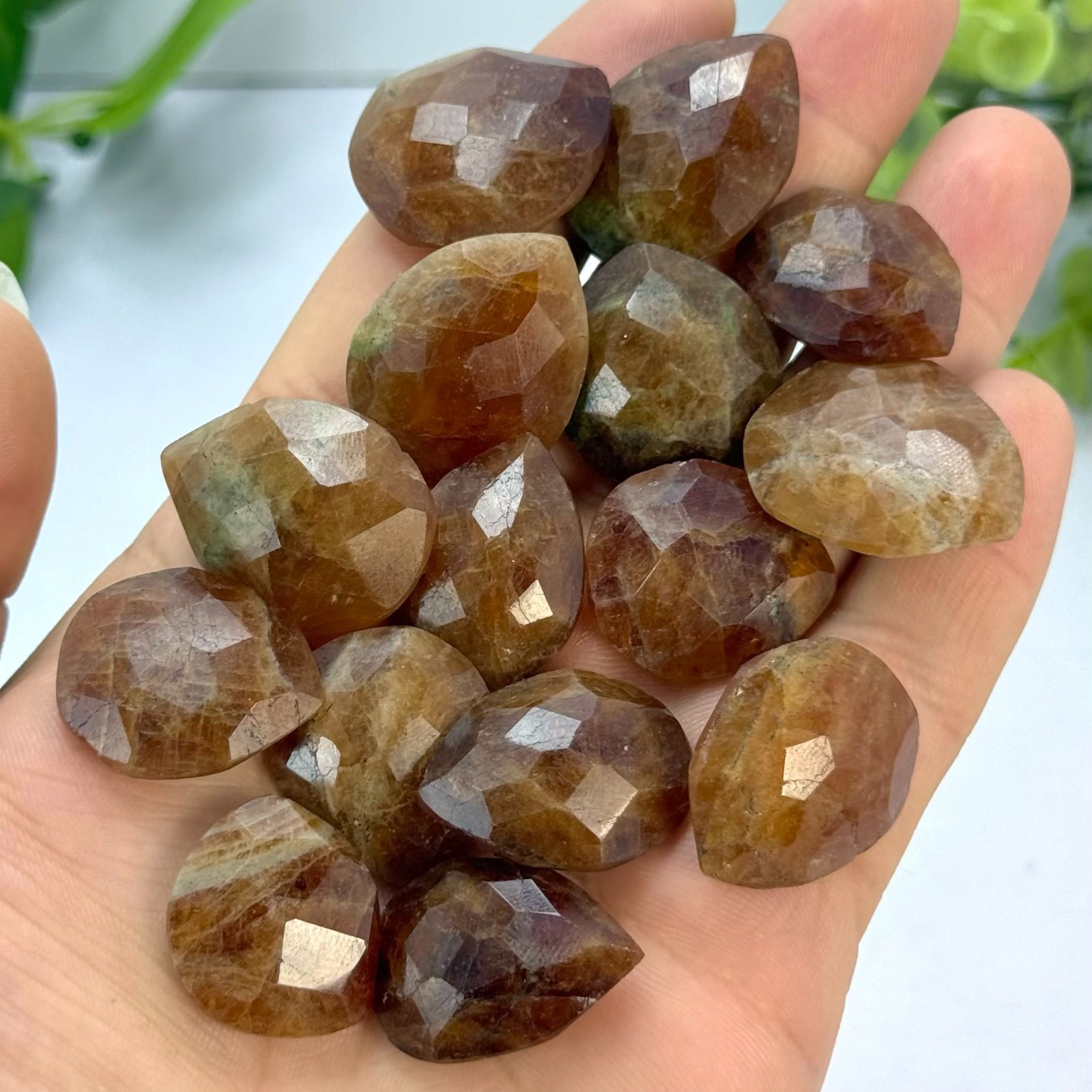 Faceted Spessartine Garnet Tear Drop Crystals for Jewelry Making, 14 Piece