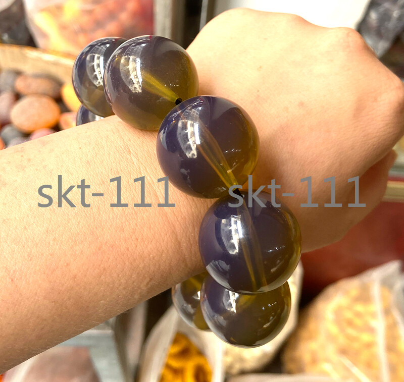 Huge 0 Certificate 30mm Natural Mexico sky blue Amber Beads Bracelet