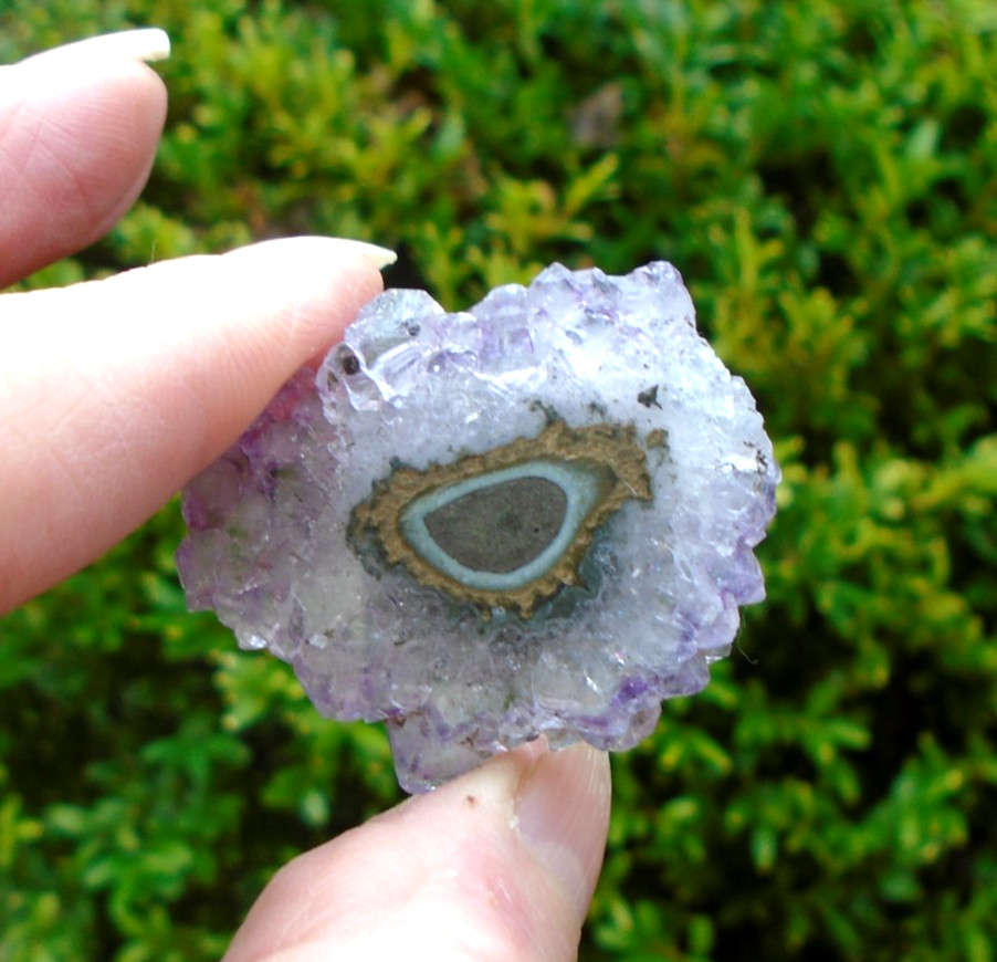 High quality Amethyst 37 mm stalactite flower slice from Brazil