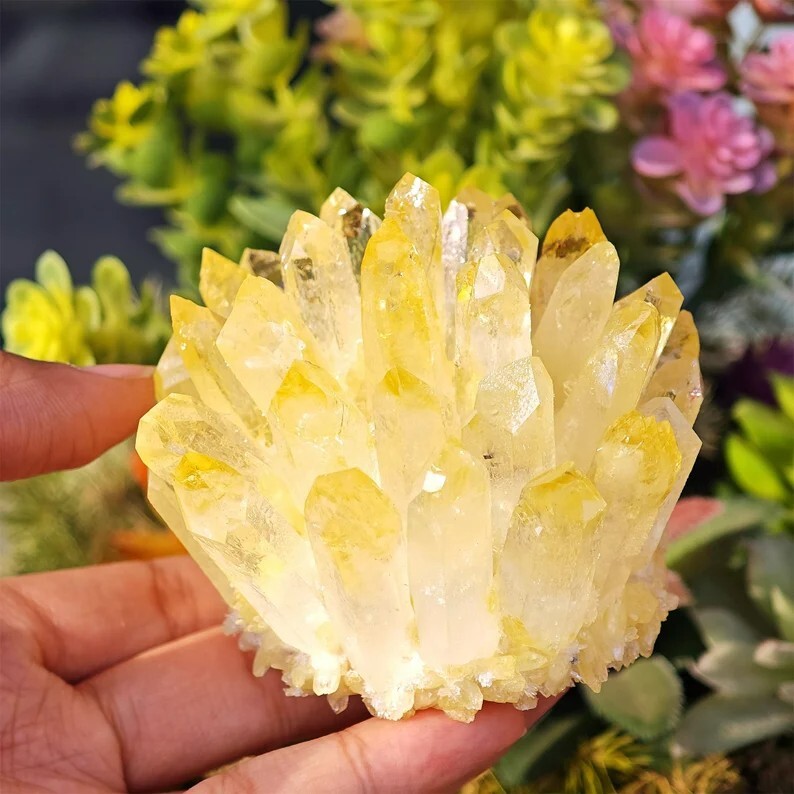 300G+ New Find Large Yellow Ghost Phantom Quart Crystal Healing Cluster Rocks