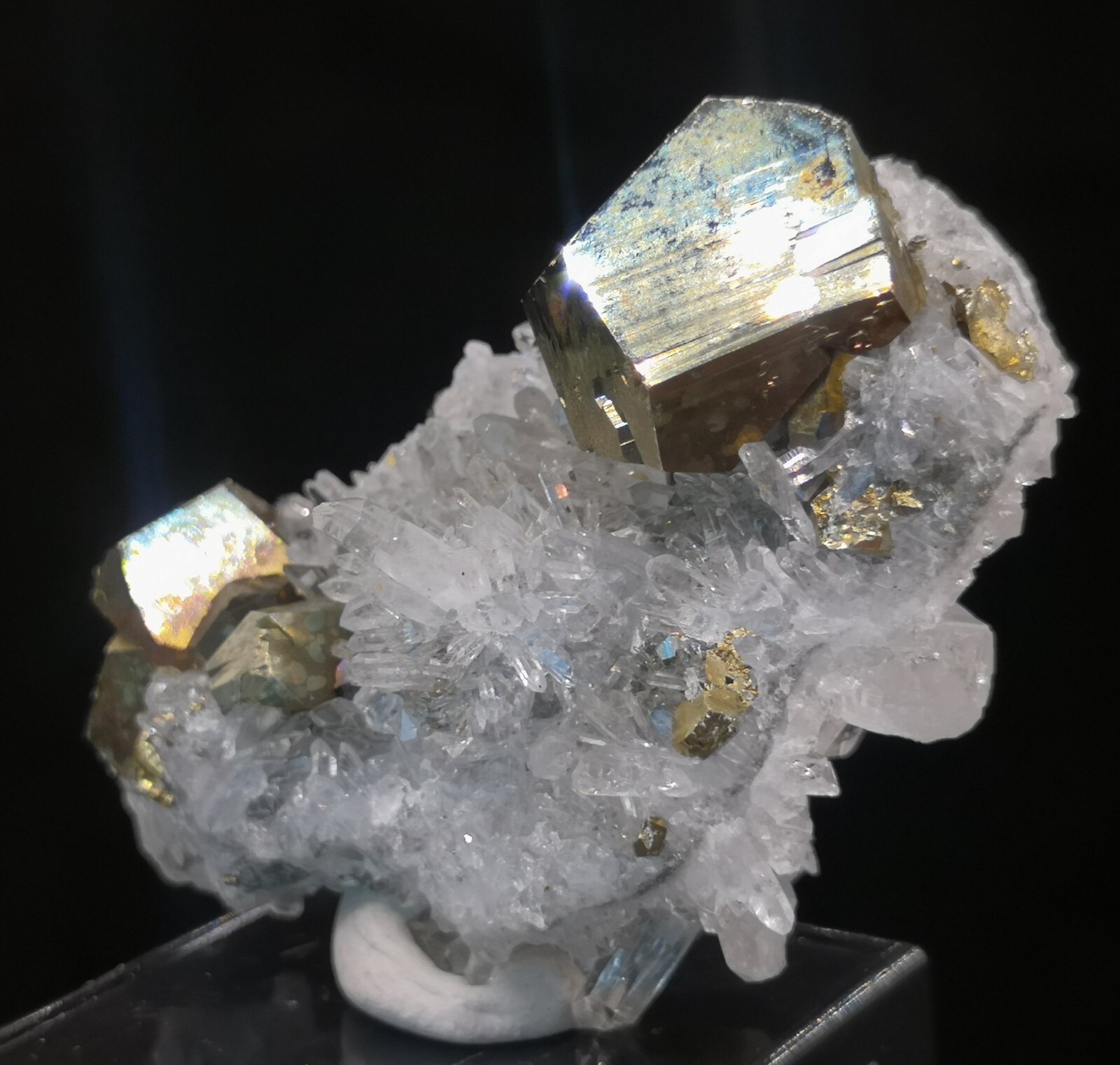 52mm 36g Bright Golden Pyrite with Quartz, Natural Mineral