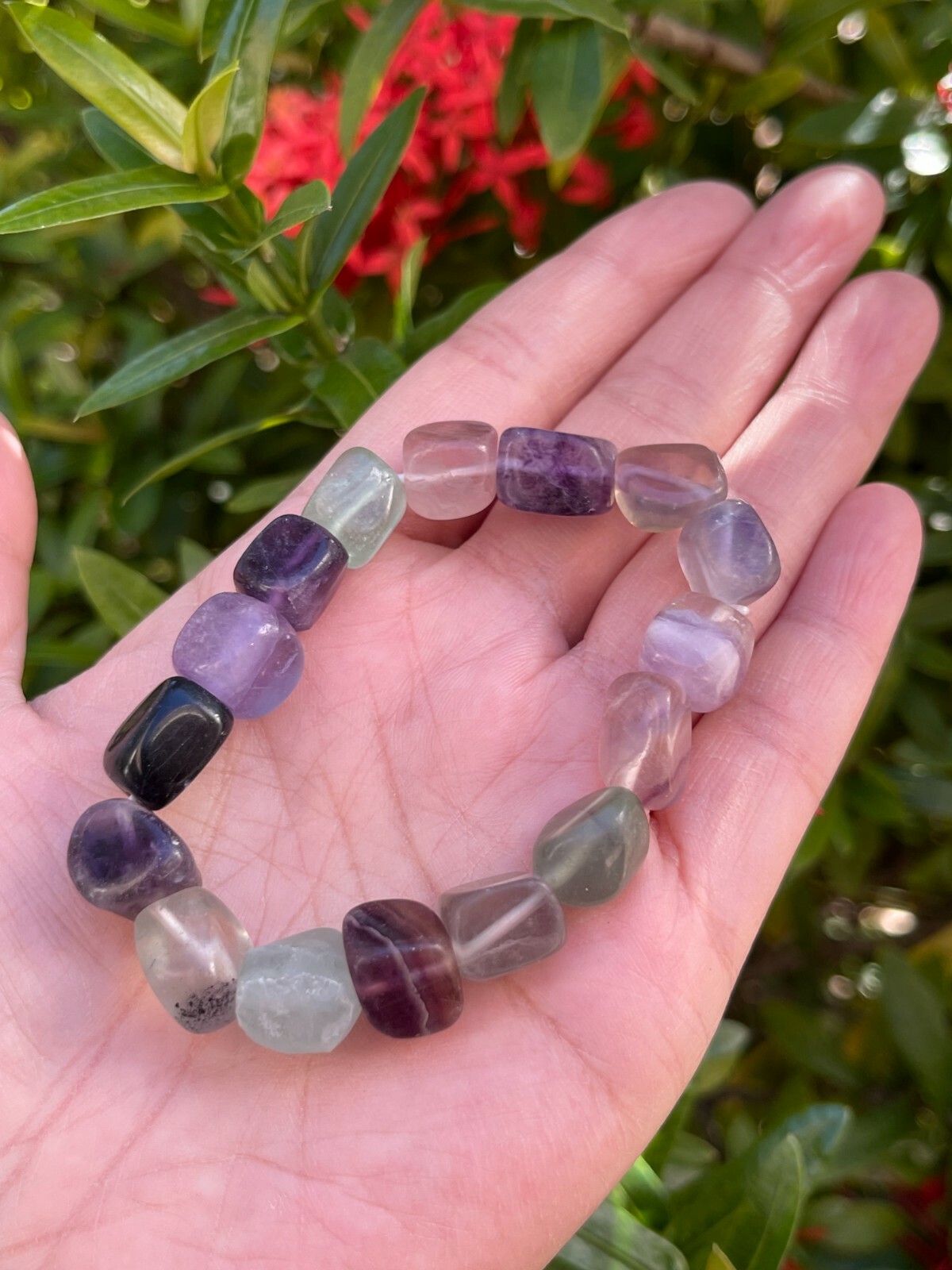 Grade A++ Fluorite Nugget Bracelet, Genuine Fluorite Gemstone Nugget Bracelet
