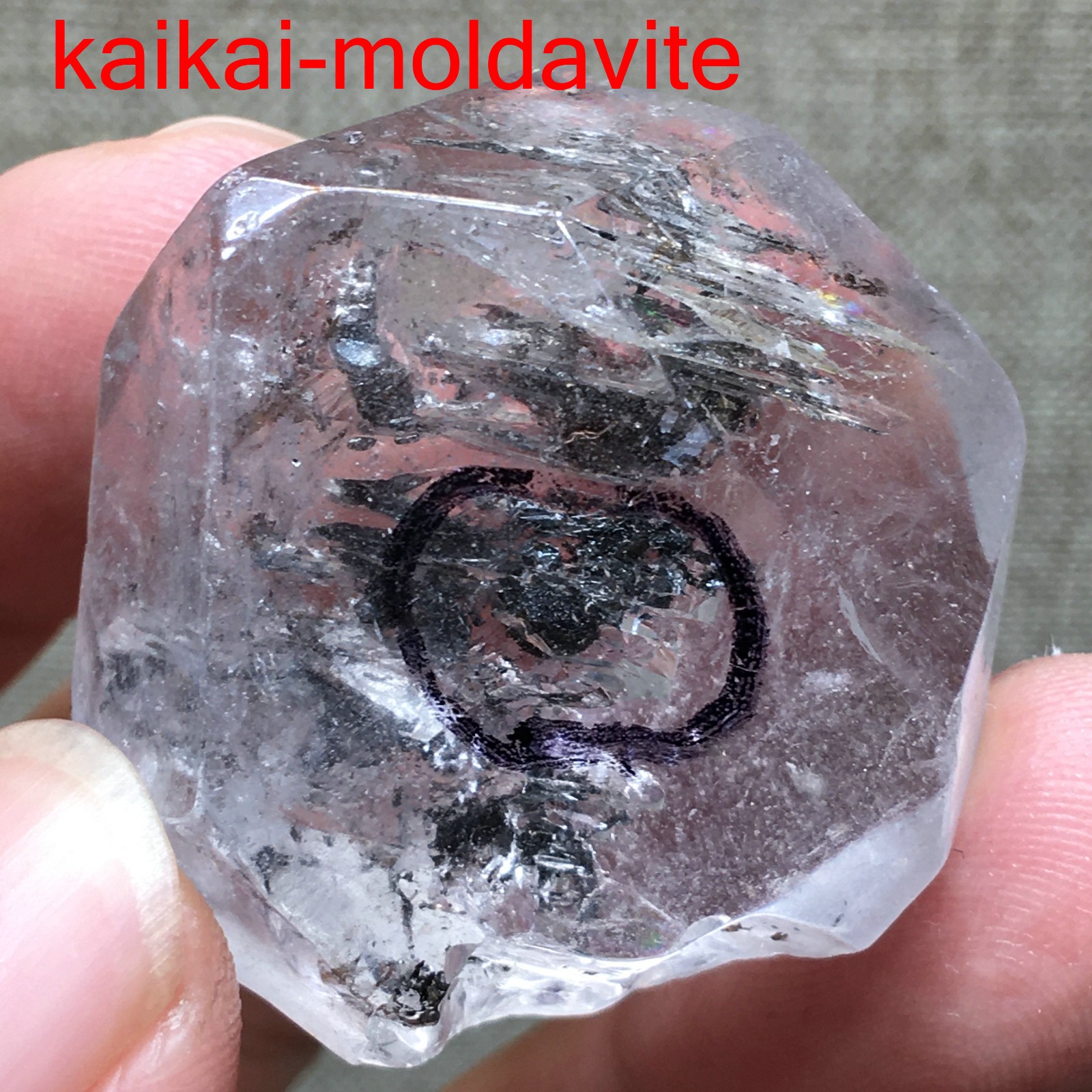 27g Natural 34mm Herkimer Diamond Enhydro healing Crystal Gem&moving water drop
