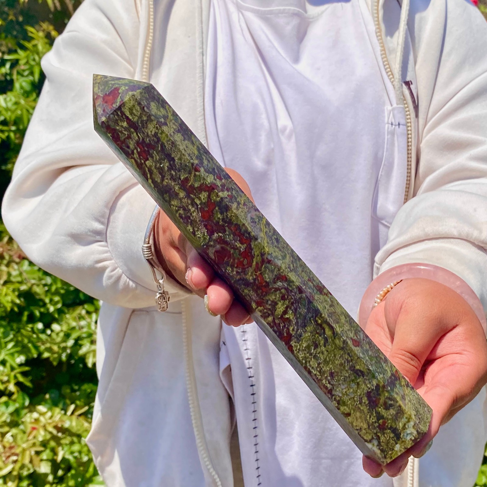 1.5LB Natural dragon blood stone Column Quartz Crtal Obelisk Energy Healing