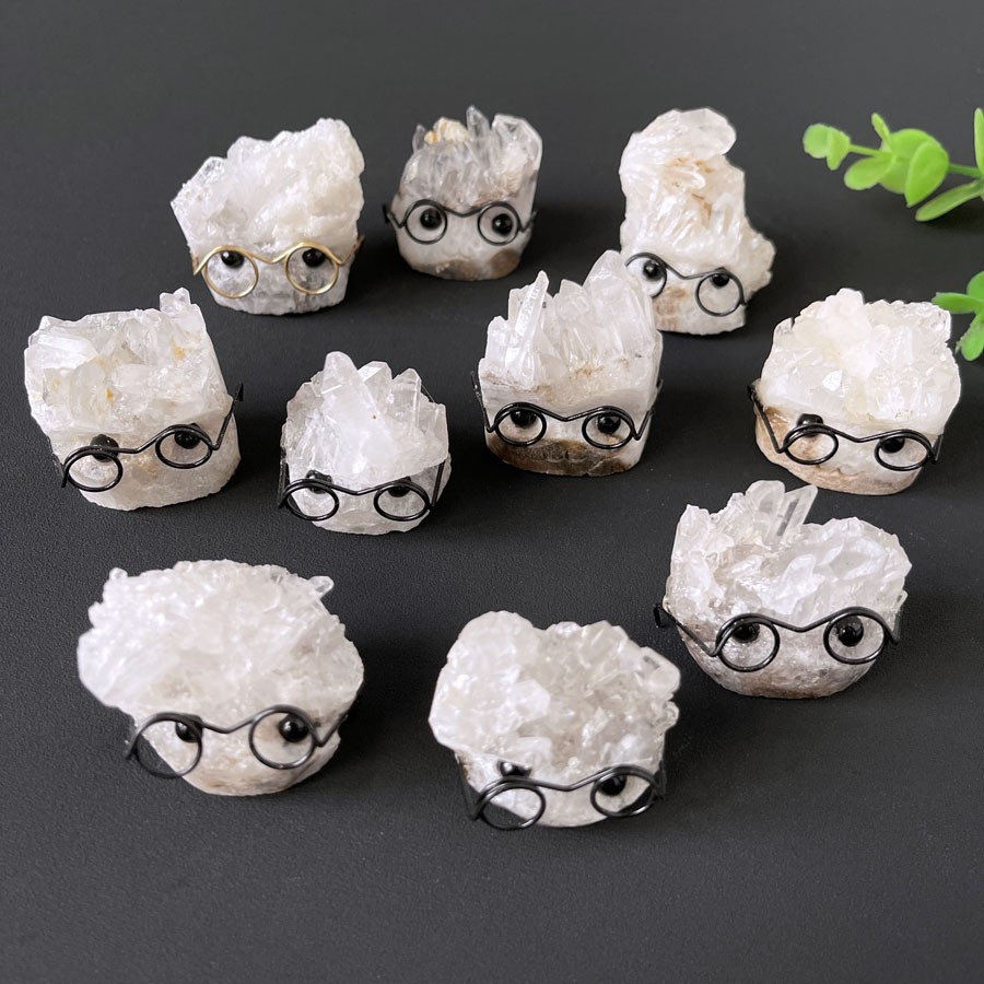 Natural White Crystal Cluster Quartz Carved Crystal Hedgehog Healing gift Random