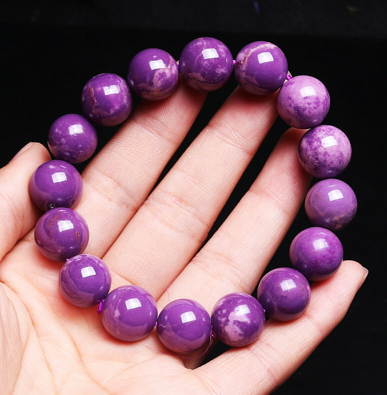 13mm Natural Phosphosiderite Purple Gemstone Round Beads Bracelet AAA 0126