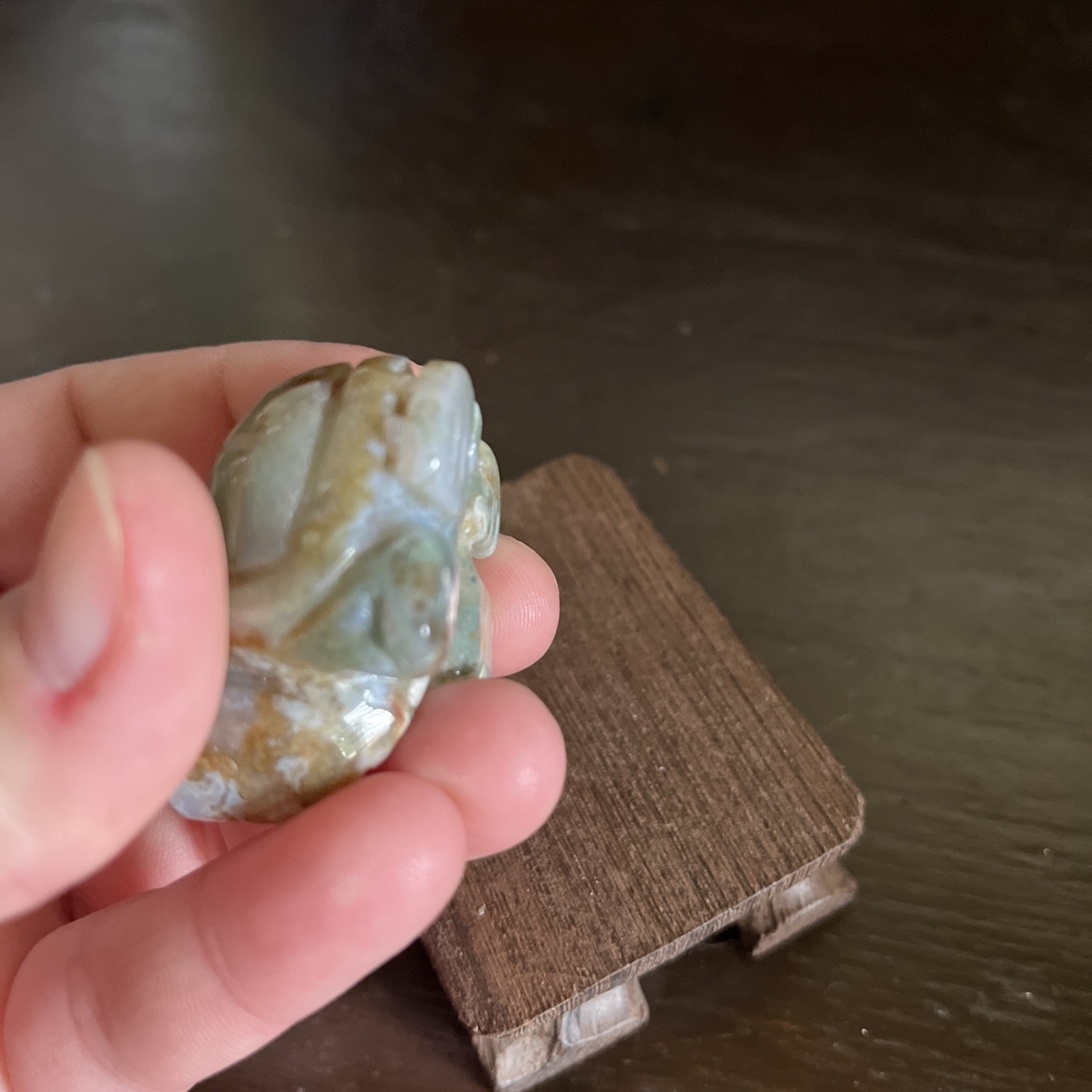 Hand Carved Stone Moss Agate Tortoise 1.8 Inch New