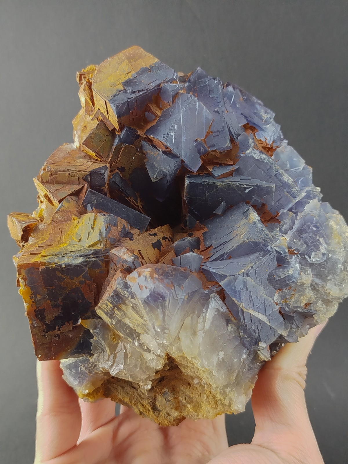 3.53lbs Natural Cubic Dark Blue Phantom Fluorite Crystal Mineral Specimen