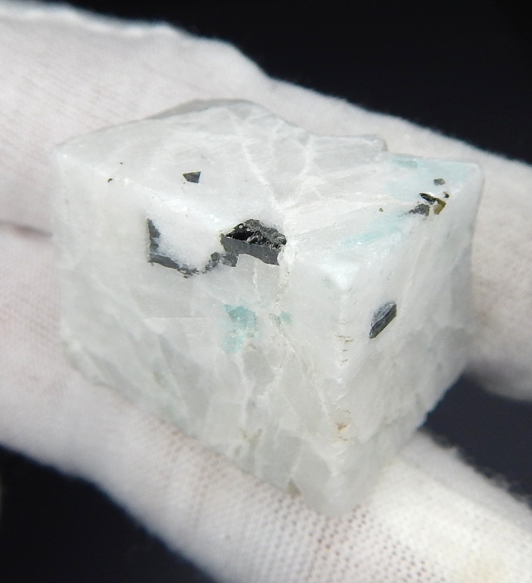 173g Lot Rainbow Moonstone with Adularescence Tourmaline Hematite Natural Mined
