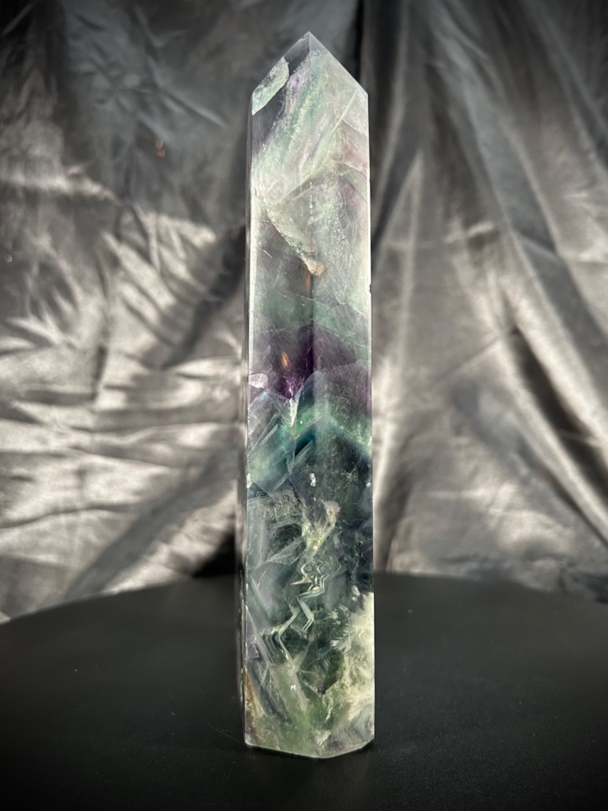 7.5″ Rainbow Fluorite 4 Polished side/1 Raw Side Tower Freeform 2lb 8.7oz