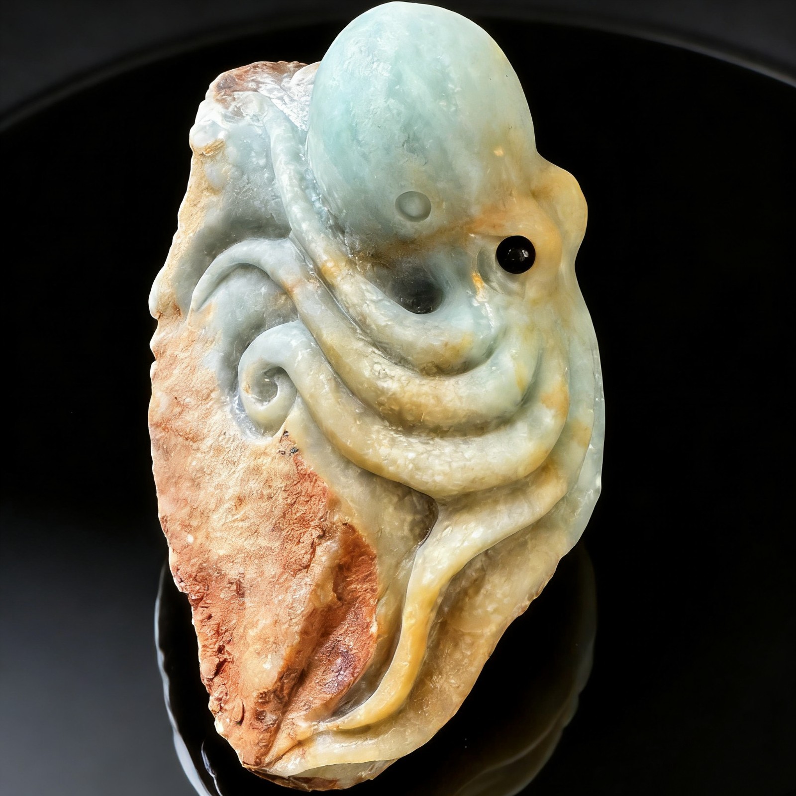 Artisan Carved Amazonite Octopus with Natural Color Variations for Collectors