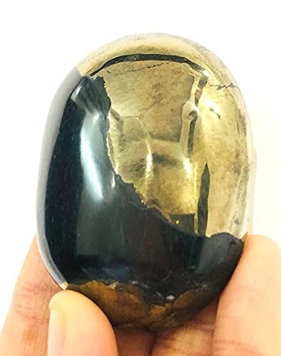 Golden Pyrite Oval Palm Stone 2 ” Crystal Gemstone Healing Gift Reiki Aura