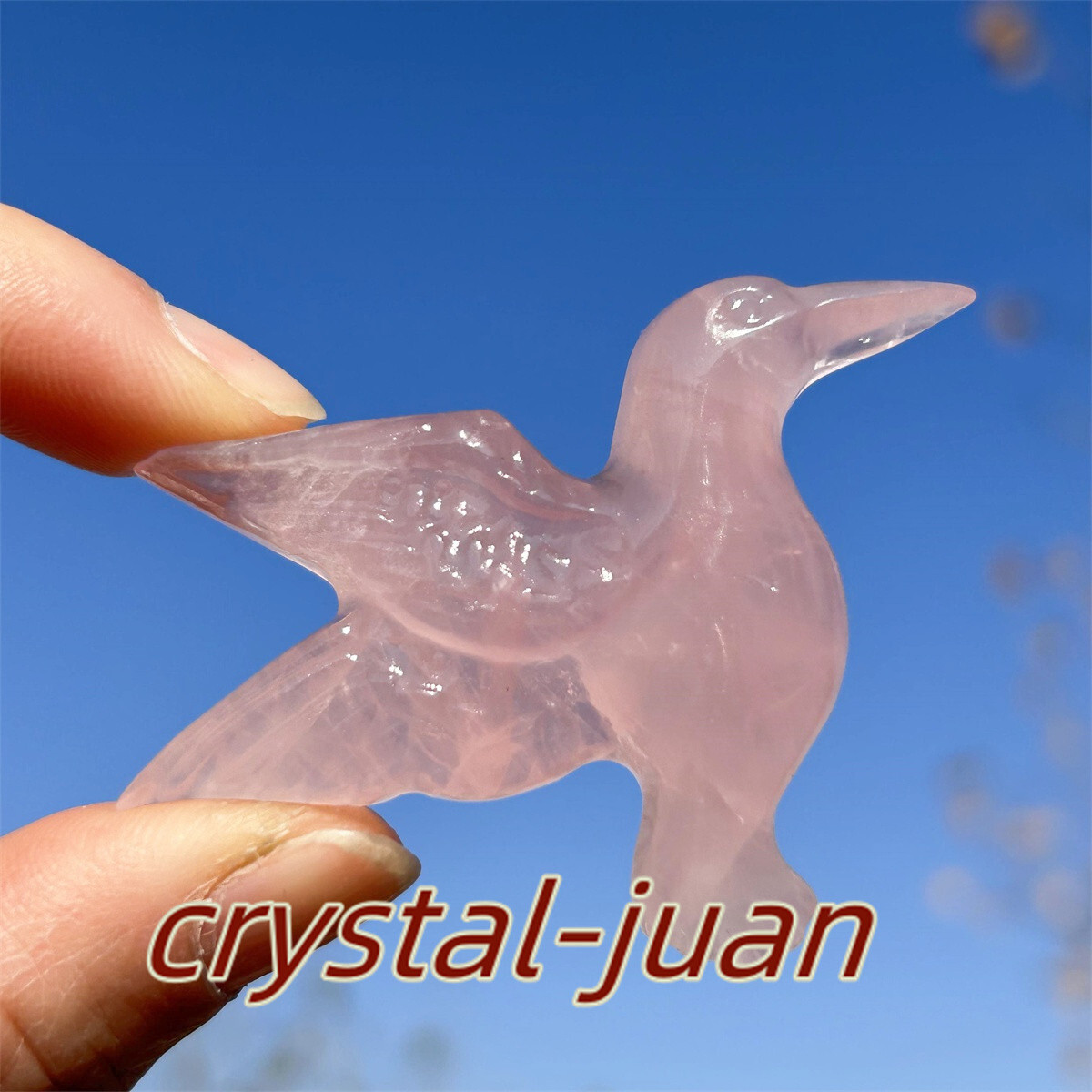 2″+ Natural Rose Quartz hummingbird skull Carved Crystal Crystal skull heal