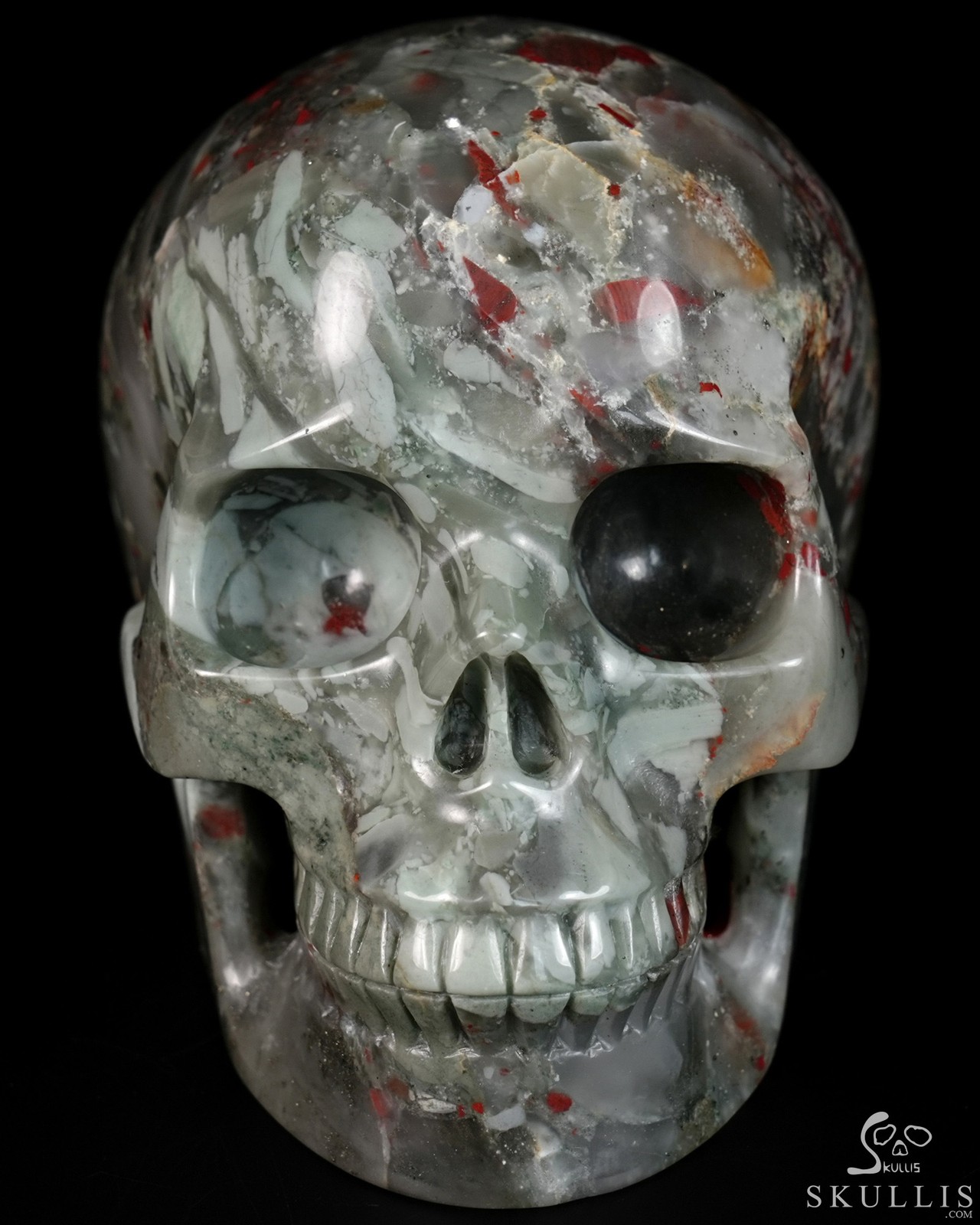 5.0″ African Bloodstone Hand Carved Crystal Skull, Realistic, Crystal Healing