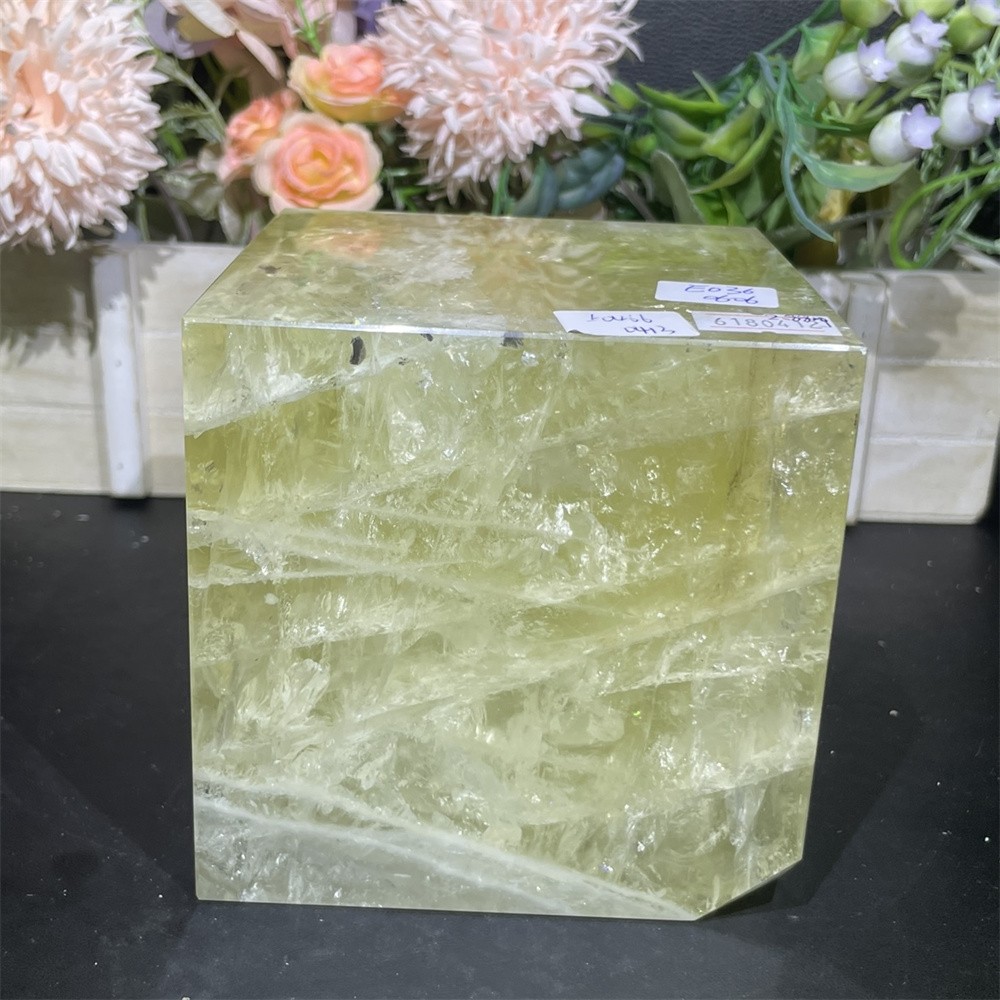 6.3LB 4″Natural A+Citrine Cube Square Carving Crystal Quartz Rainbow Reiki Decor