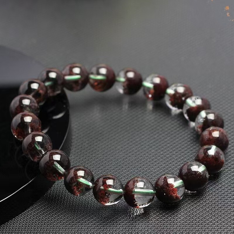 Genuine Natural Rare Red Phantom round beads Bracelet 11mm