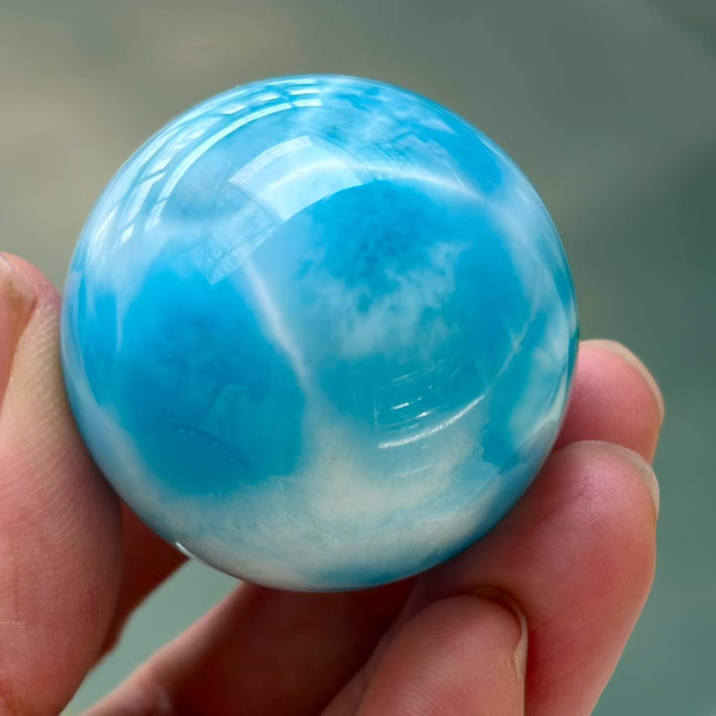 36mm Natural Larimar Gemstone sphere quartz polished ball Reiki energy