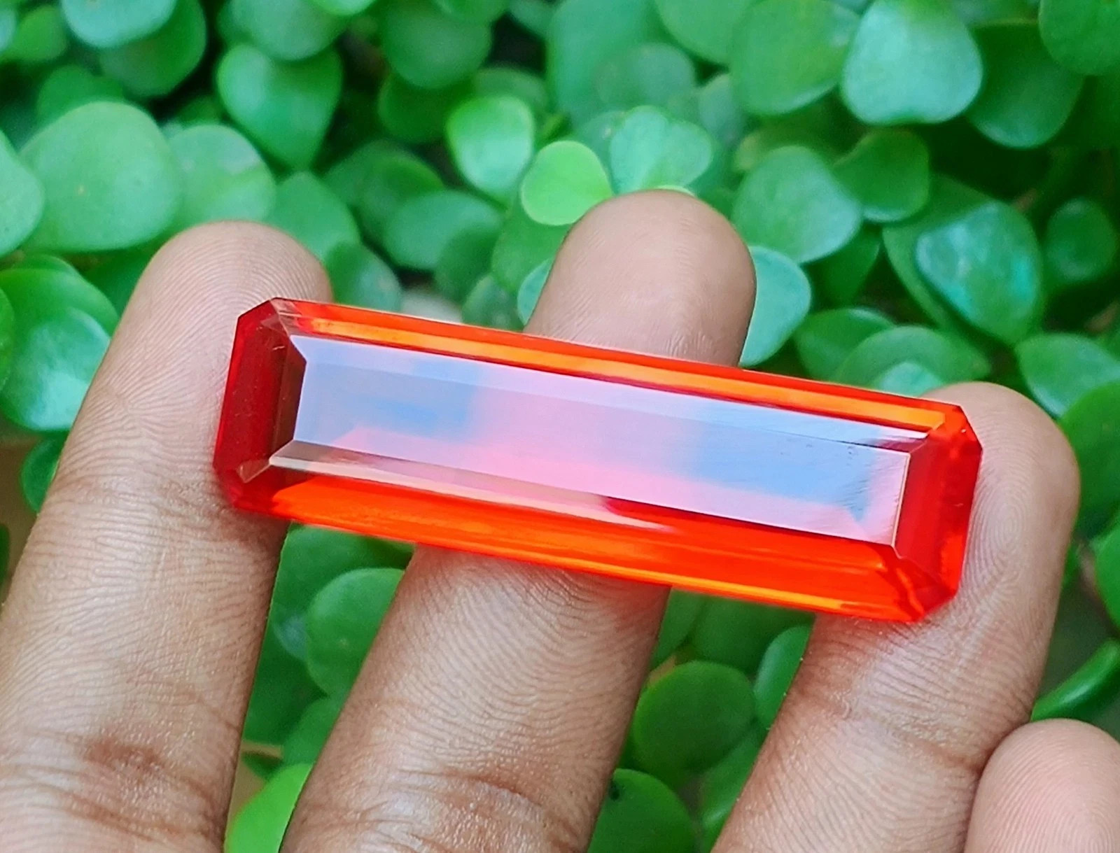 Certified 80 Carat Red Orange Topaz Baguette Cut Flawless Loose Stone Rare Find
