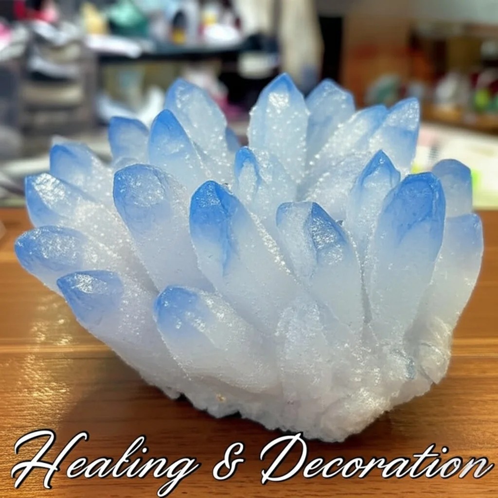 Rare Raw Blue Quartz Crystal Cluster Natural Geode Rough Reiki Healing Decor New