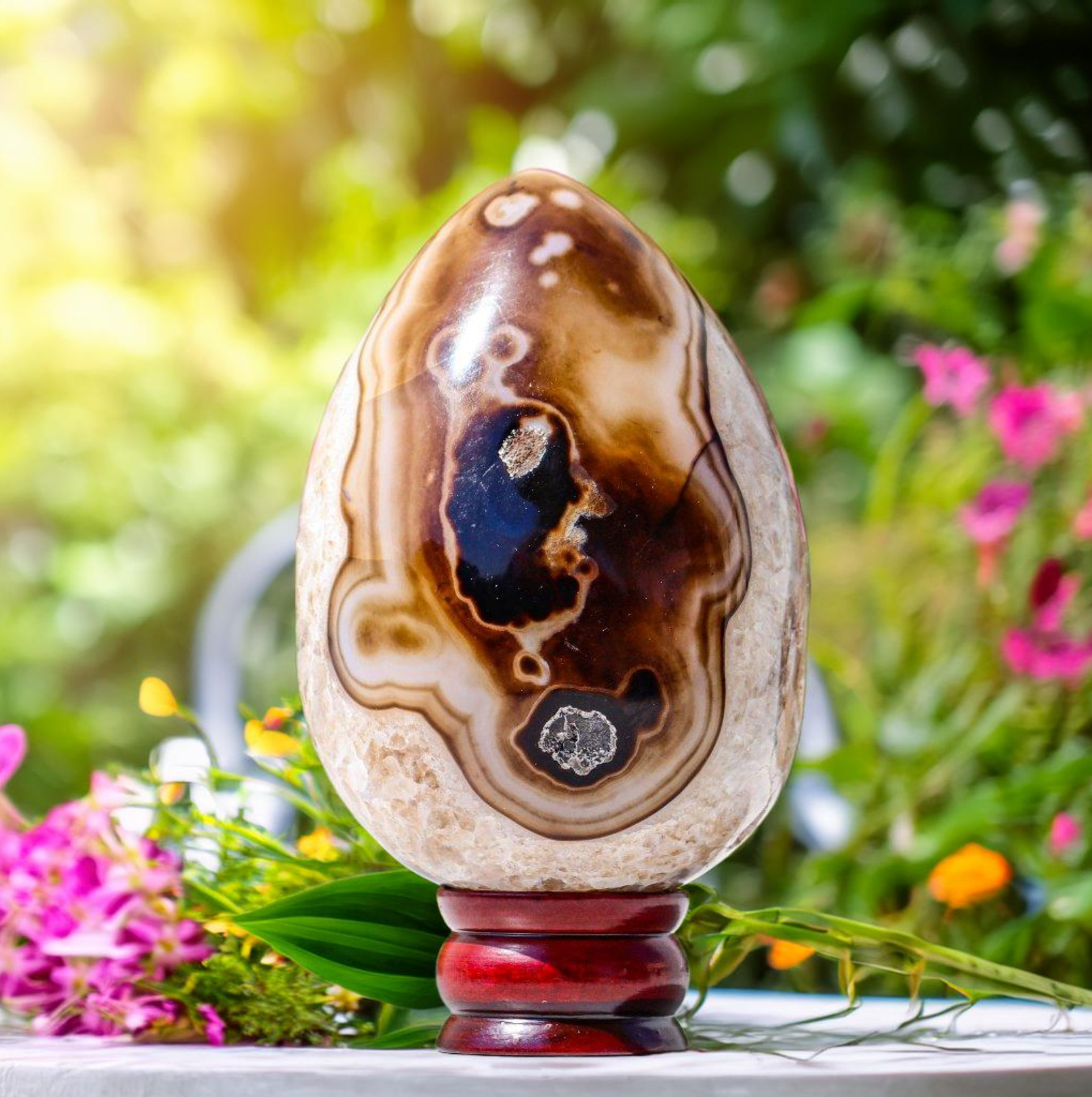 6″ Brown Botswana Agate Healing Spirit Aura Power Reiki Energy Chakra Stone Egg