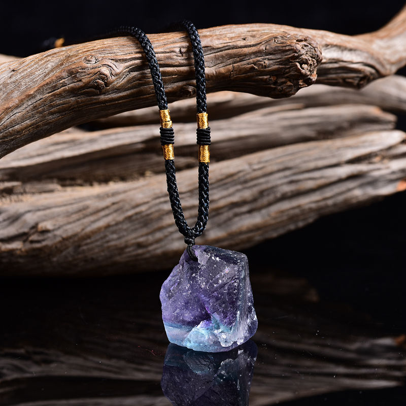 Natural Colorful Fluorite Stone Pendant Chakra Healing Quartz Necklace Reiki US