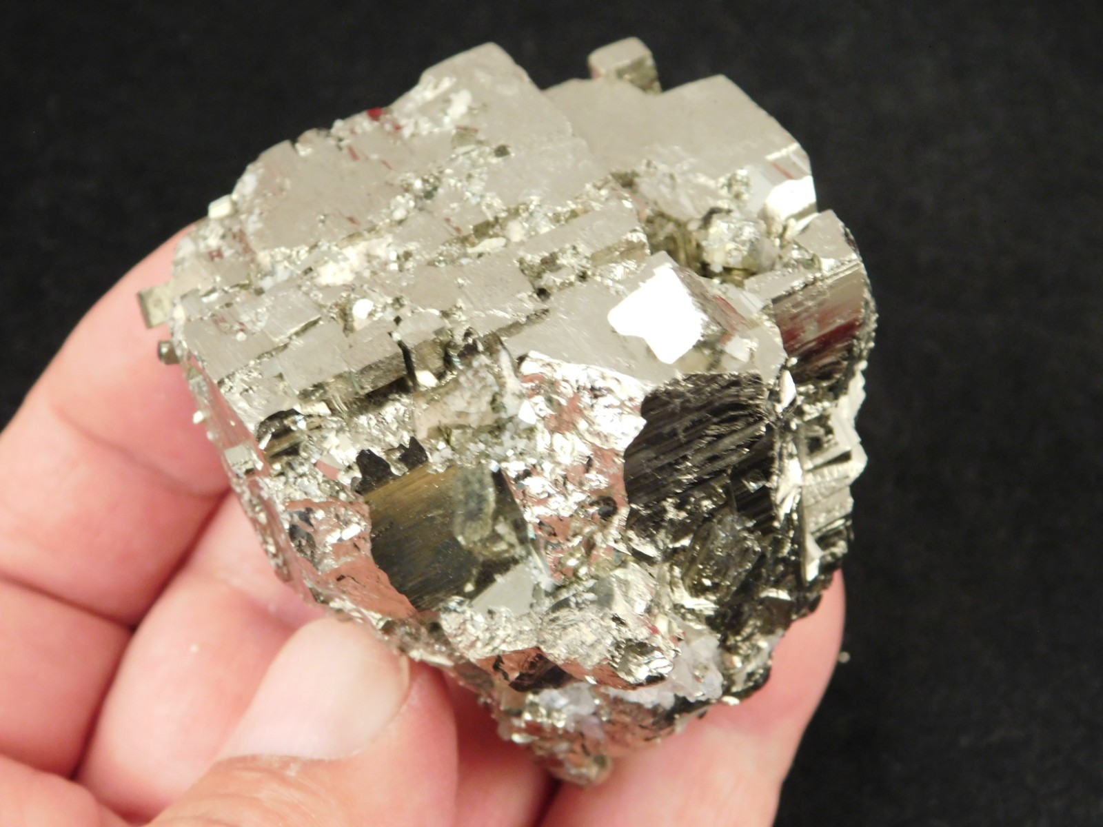 LARGER 100% Natural STEPPED PYRITE Crystal CUBE Cluster Huanzala Mine Peru 317gr