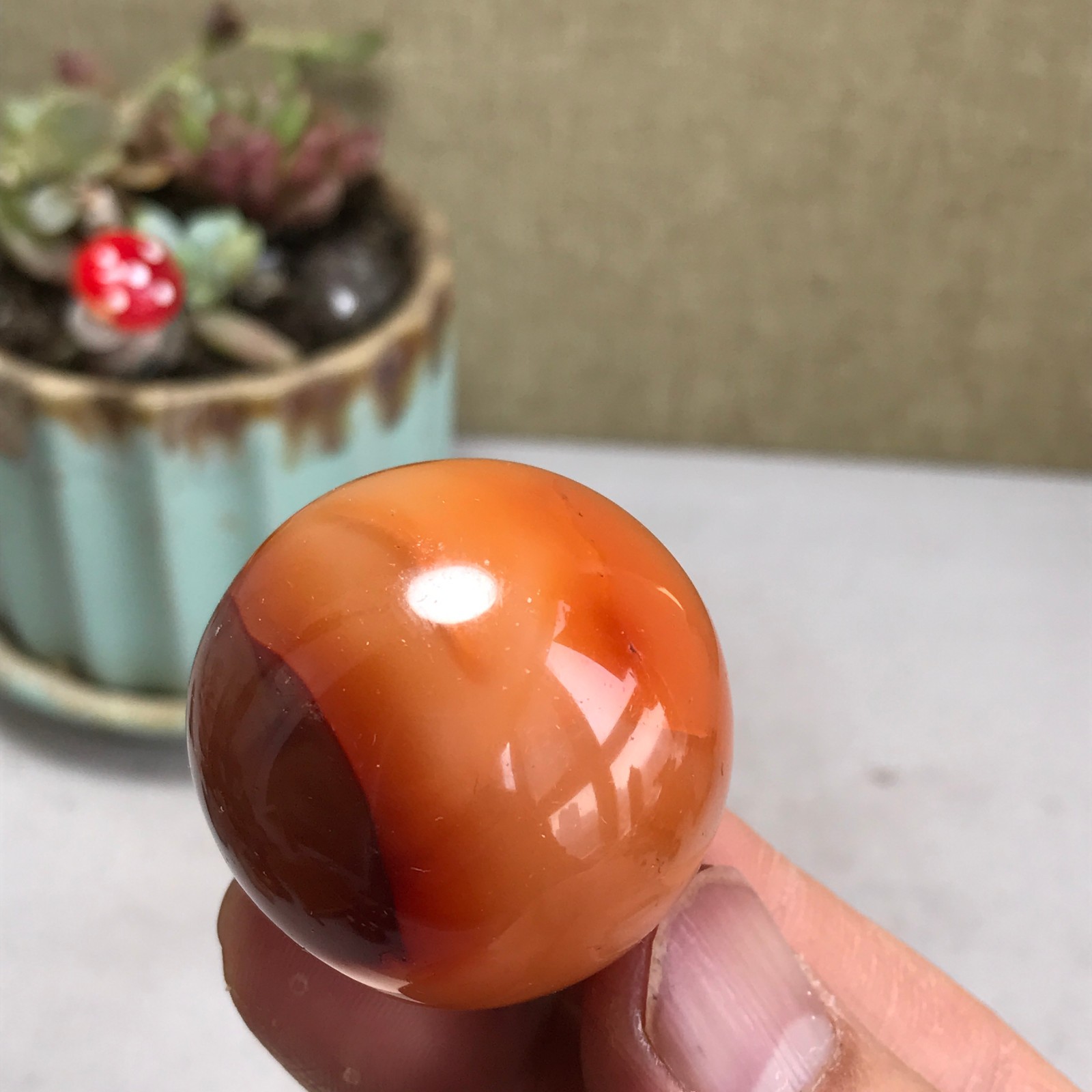 35mm Rare NATURAL red agate sphere Hand polishing Ball Crystal specimen A4233