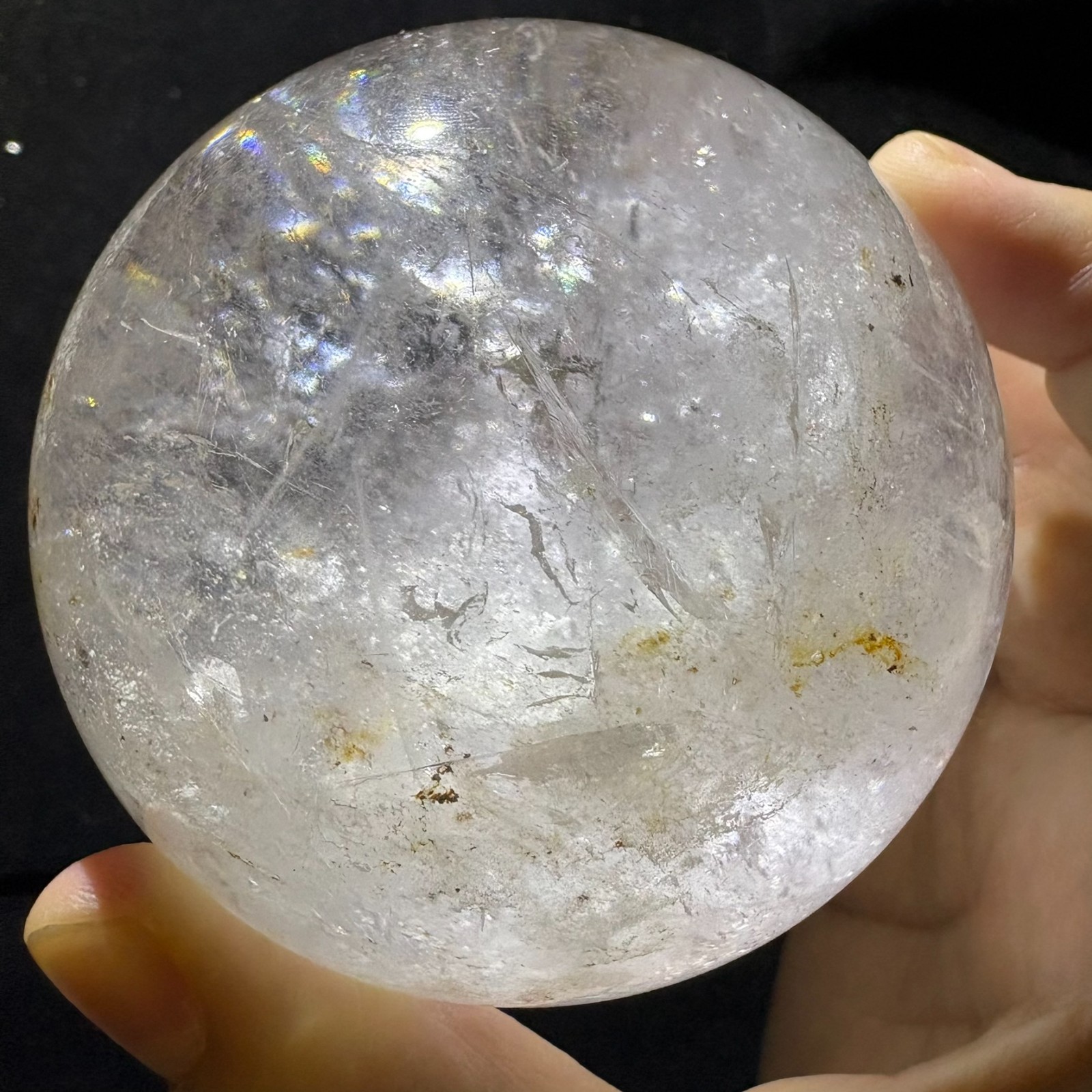 80mm Large Quartz Ball Natural Crystal Sphere w/ USB Light Stand Decoration