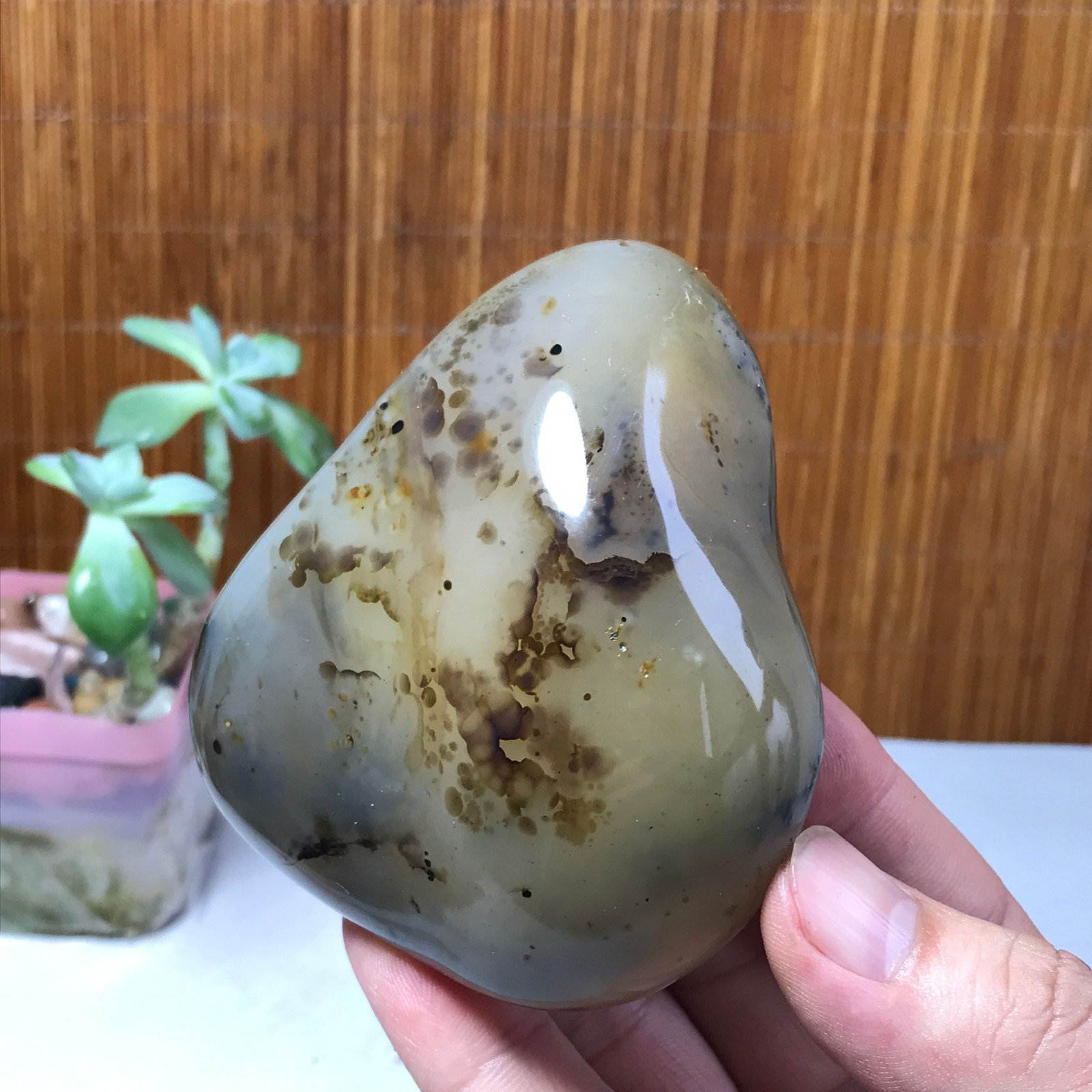 86-75-34mm Natural aquatic plants agate pretty Crystal specimens 300g A1638