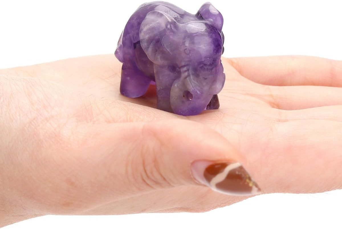 Amethyst Healing Crystal Elephant Figurine Carved Crystals Gemstone Elephant Sta