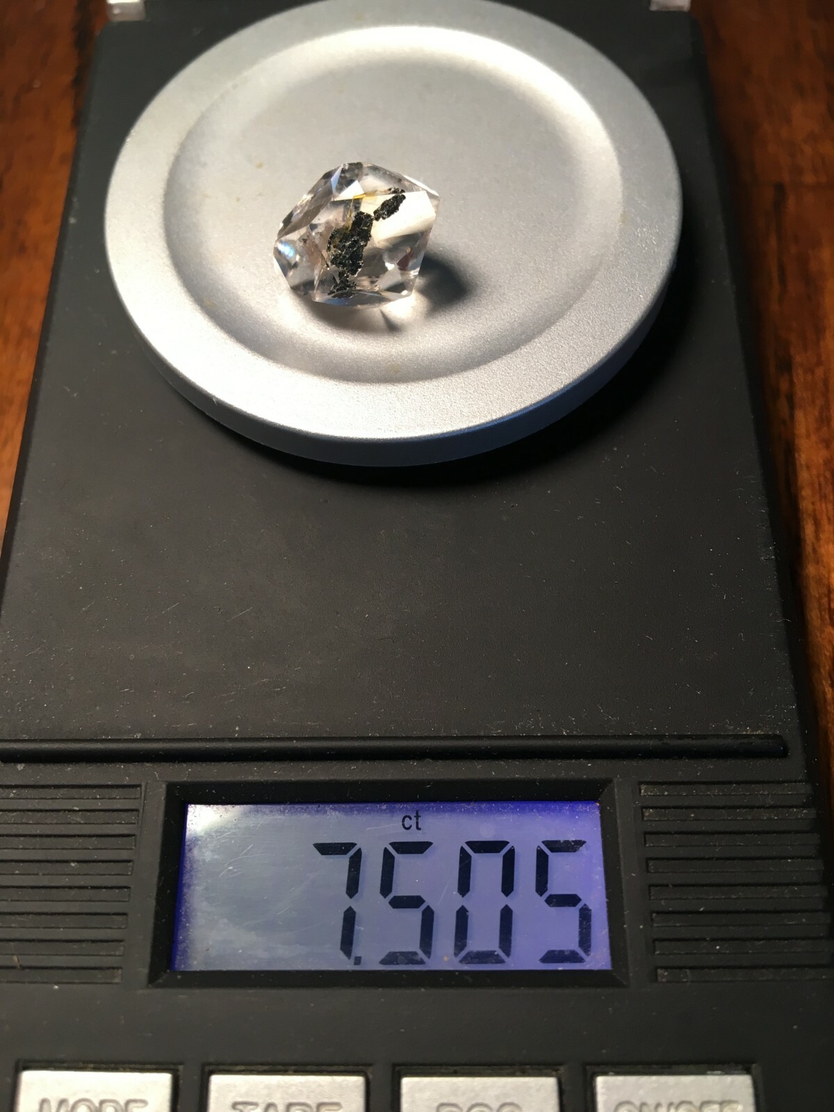 Herkimer NY diamond 7.50ct 15mm X 10mm anthrax inclusions Collectors grade! AAA